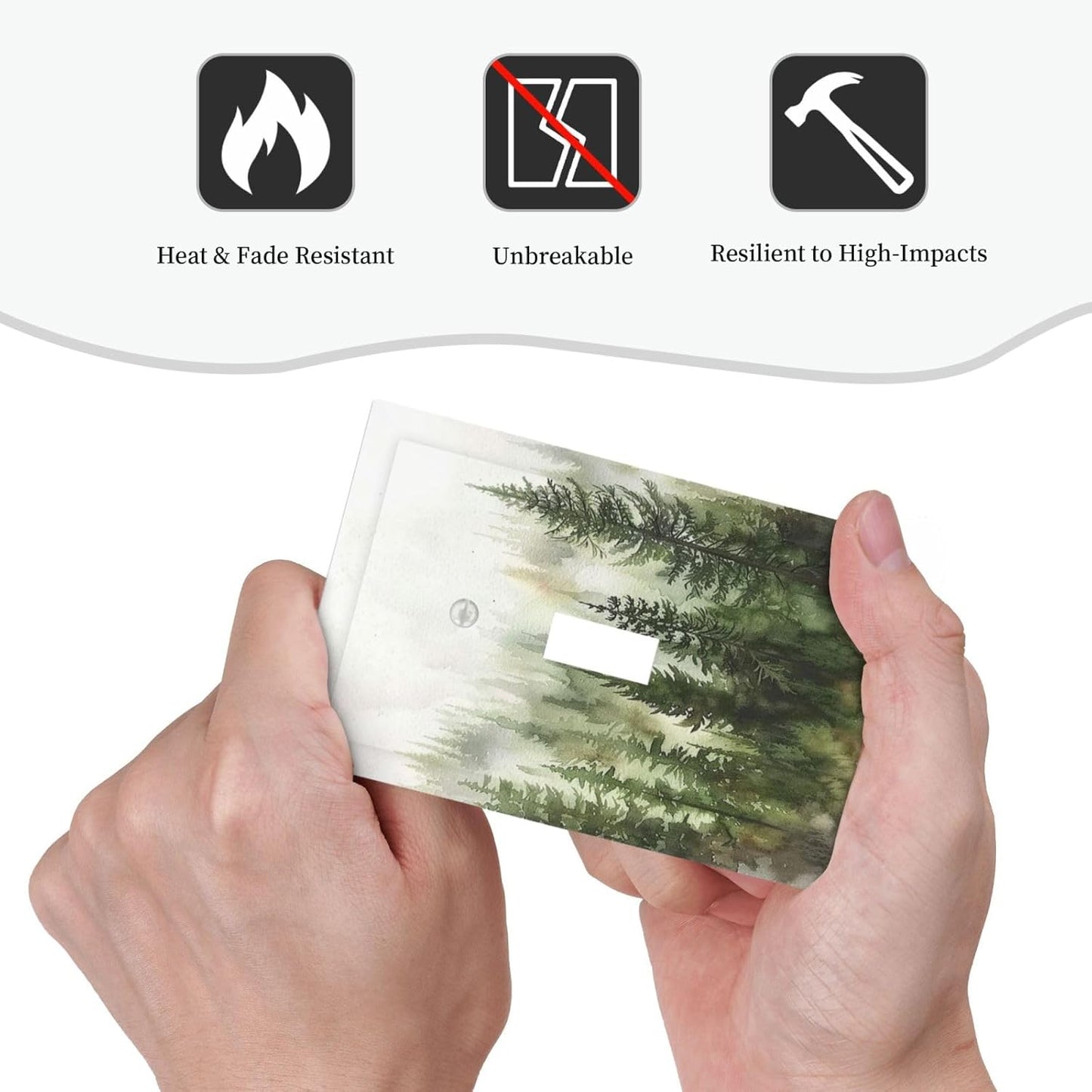 Decorative Light Switch Cover Green Forest Watercolor Painting Foggy Pine 1 Gang Single Toggle Device Electrical Faceplate Switchplates Decorator Outlet Wall Plate for Bedroom living Room