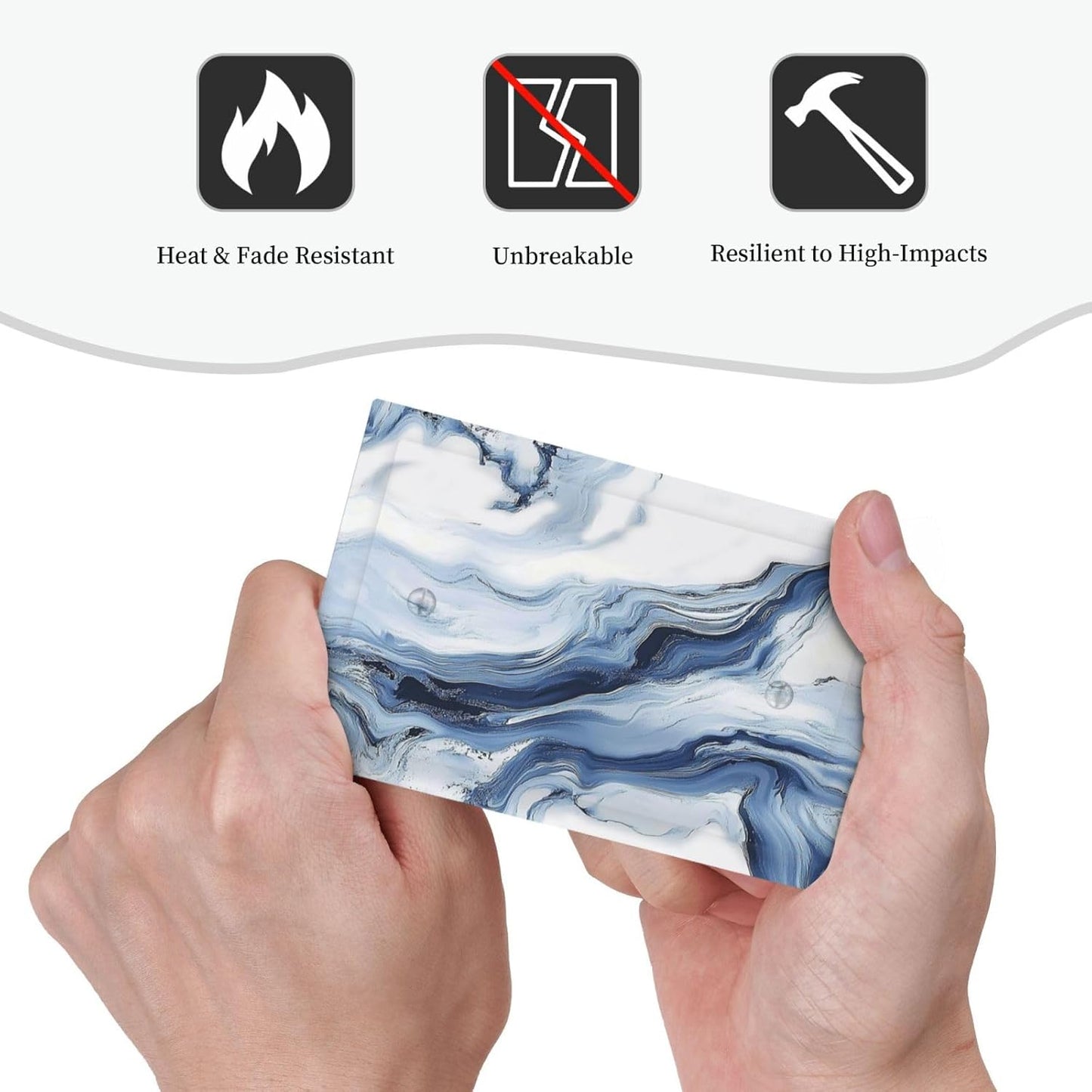 Light Switch Cover Plate White Marble Navy Blue Line Fluid 1 Gang No Device Blank Electrical Wall Plates Faceplate Decorative Switch Plate For Bathroom Kitchen Decor