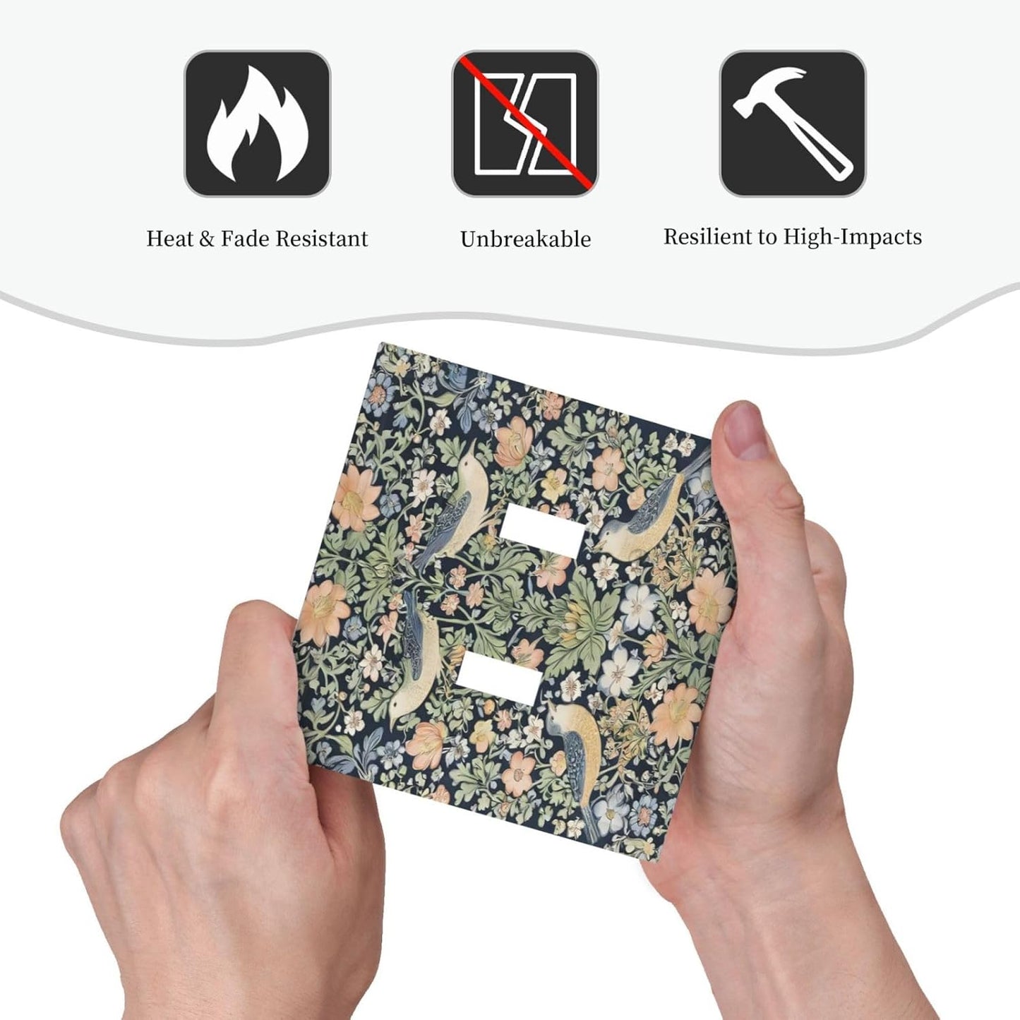 Decorative Switch Covers Plate Rustic Morris Birds Green Leaf Flower 2 Gang Wall Plate Unique Double Toggle Light Switch Plate Wall Cover Plate Faceplate for Country Bedroom Home Decor