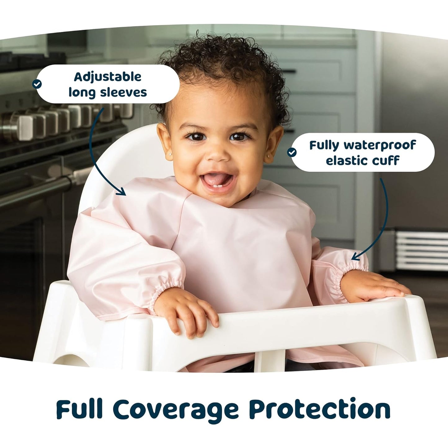 Tiny Twinkle Mess Proof Baby Bibs, 2pk Waterproof Smock Baby Bibs for Eating, Machine Washable Long Sleeve Bibs, Baby Led Weaning, Toddler Bibs, BLW Supplies (Rose Burgundy, Large 2-4 Years)