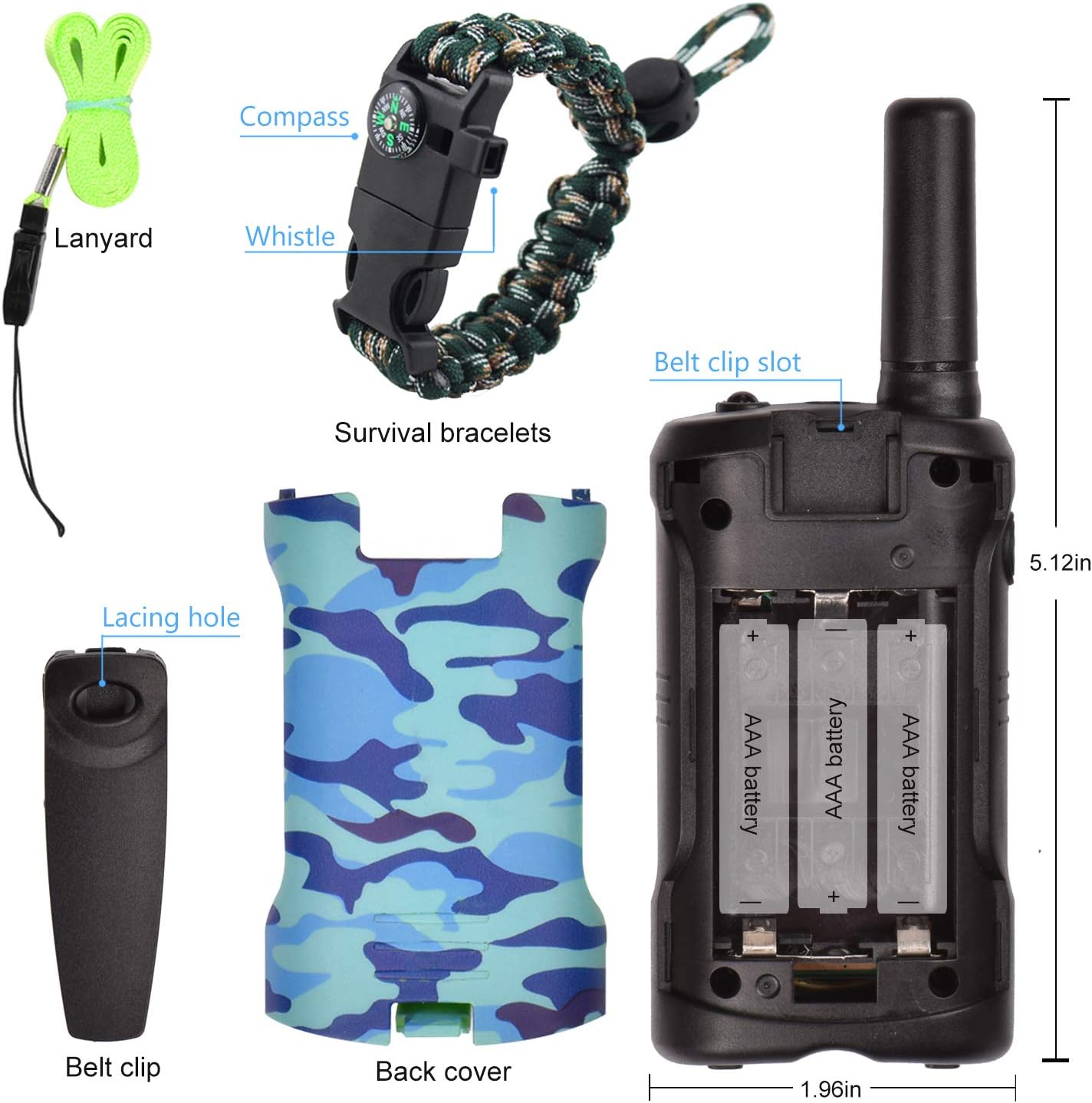 Walkie Talkies for Kids 22 Channel 2 Way Radio 3 Miles Long Range Handheld Walkie Talkies Durable Toy Best Birthday Gifts for 6 Year Old Boys and Girls fit Adventure Game Camping (Blue Camo 1)
