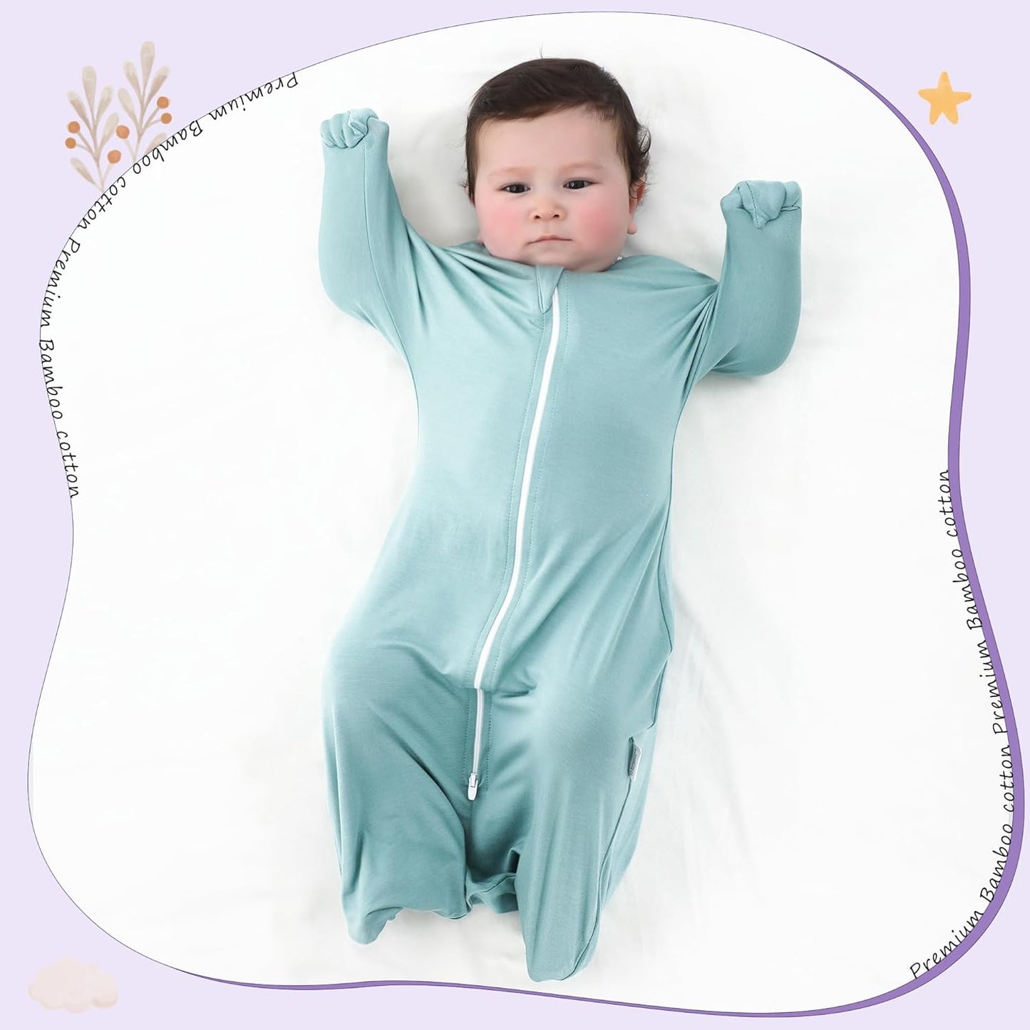 PuppyPaws Baby Sleep Sack 2-Pack Set, Transitional Swaddle, Sleep Sack 6-9 Months, Wearable Blanket Baby with 2-Way Zipper Summer, 95% Rayon derived from Bamboo, 5% Spandex