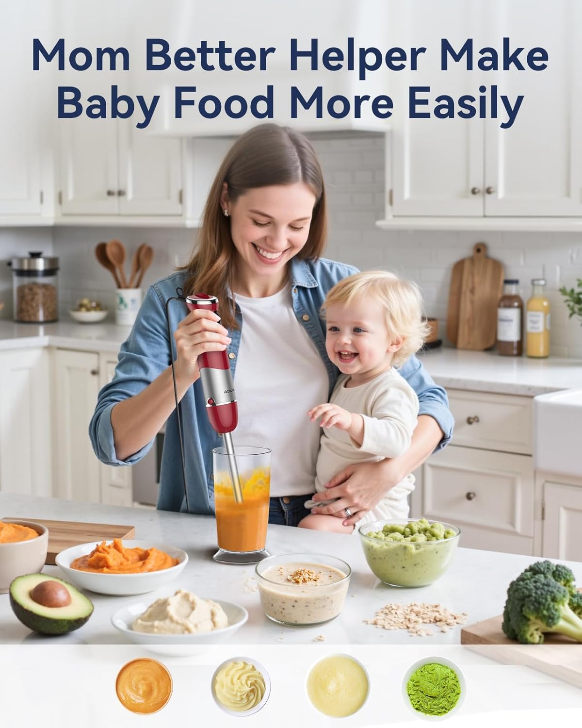 Immersion Blender Handheld 1000W 5 in 1 Corded Stick Hand Blender Kitchen with 12 Speed, BPA-Free