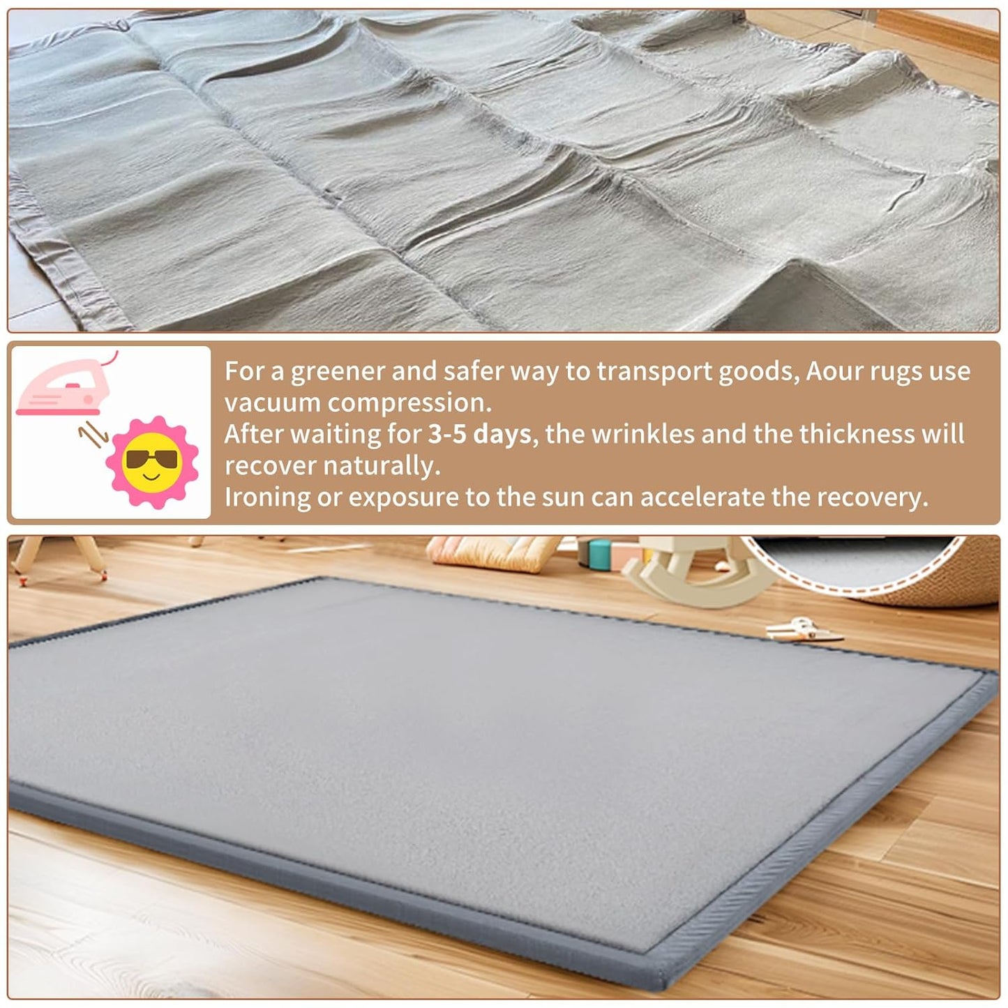 Baby Play Mat for Floor - 1.4" Thick Memory Foam Rug, 80"x70" Playpen Tummy Time Mat, Soft Velvet Nursery Rug, Large Padded Crawling Mat, Cushioned Pads for Playroom Toddlers, Infants, Yoga, Tatami