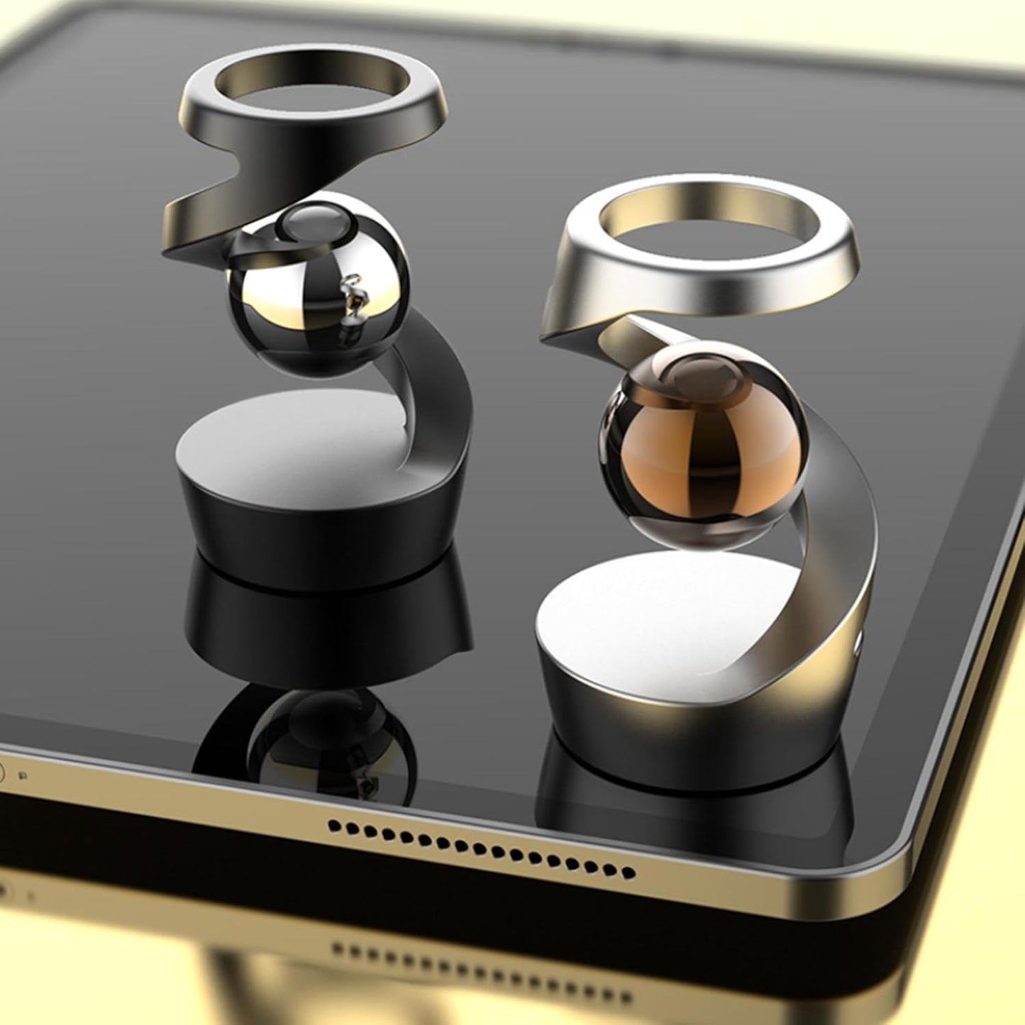 Fidget Toys for Adults, Metal Fidget Toys Desk Fidgets for Office for Adults, Quite Kids Fidget Toys for Anxiety and Stress (Silver Gold)