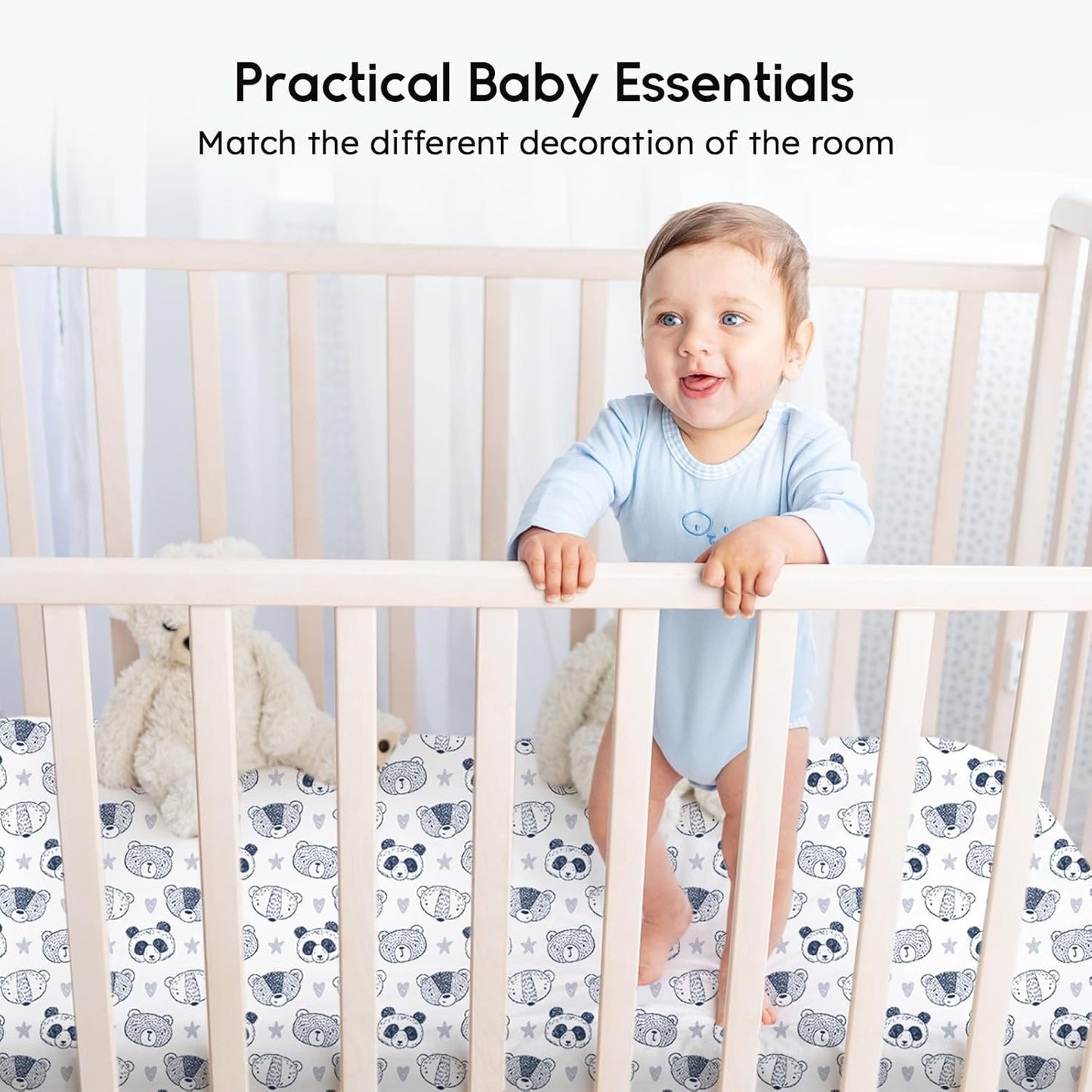 Yoofoss Baby Crib Sheets for Boys Girls, Fitted Crib Sheet 2 Pack for Standard Crib and Toddler