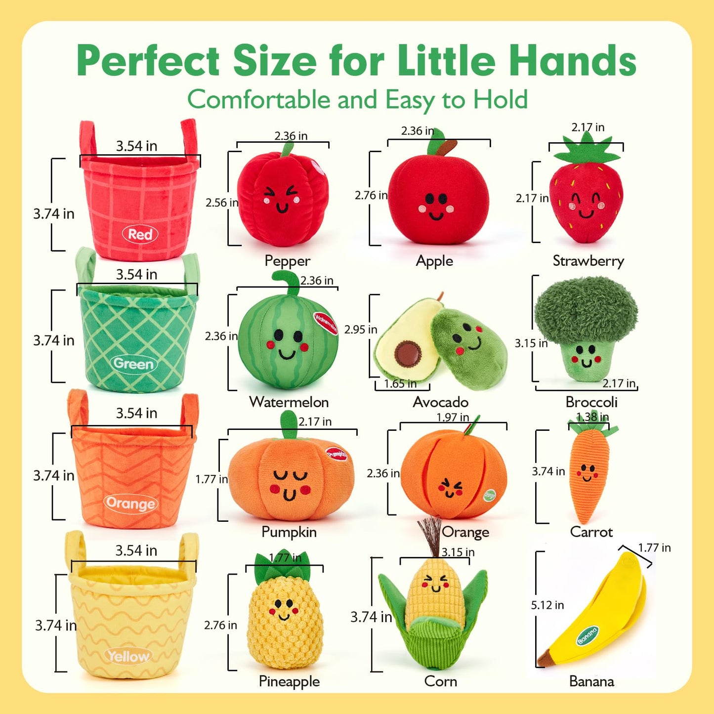 hahaland Baby Sensory Toys Montessori Toys 1 Year Old Fruit Vegetable 16PCs