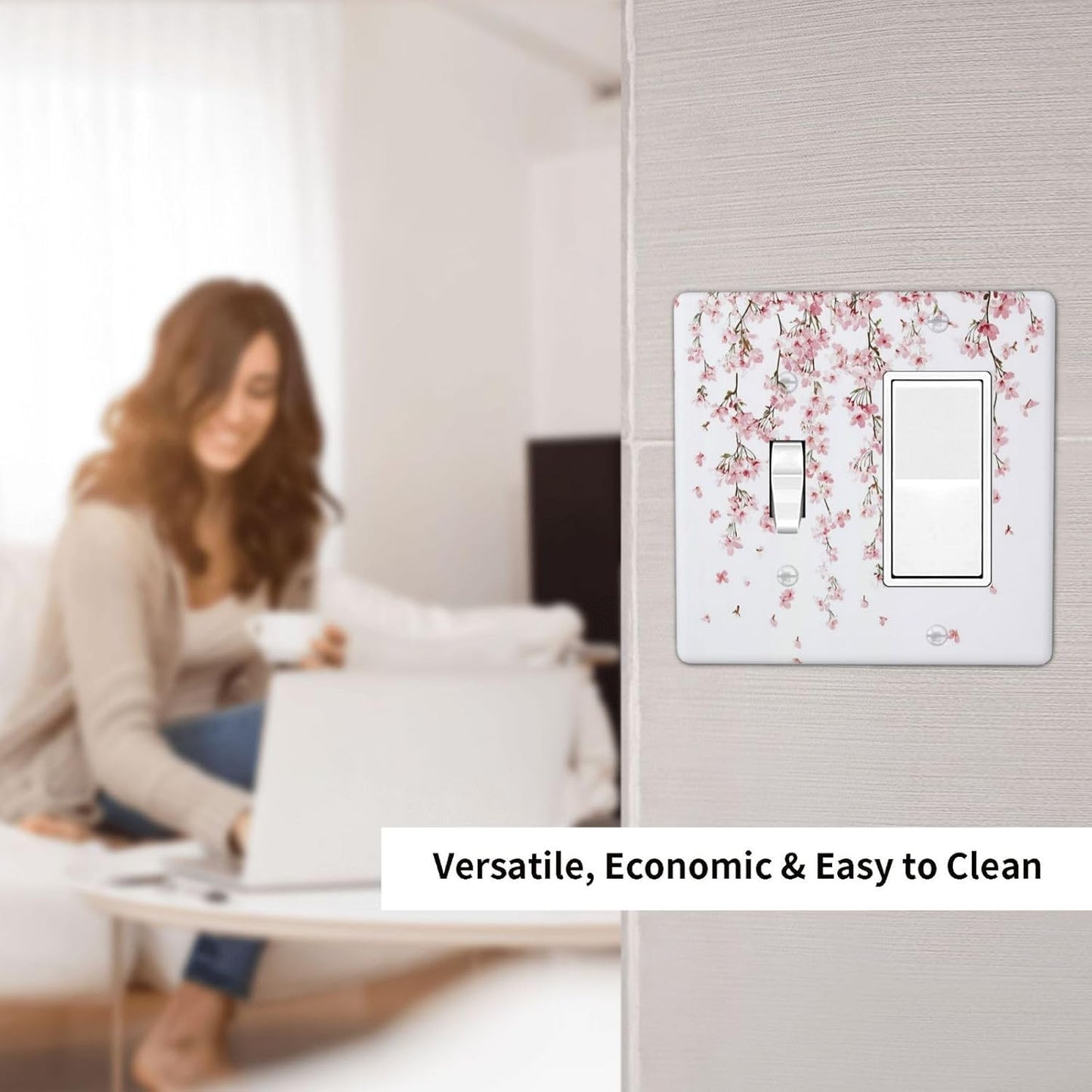 Outlet Covers Sakura Plant Floral Pink Flowers 1 Toggle 1 Rocker Combination Decorative Wall Plate