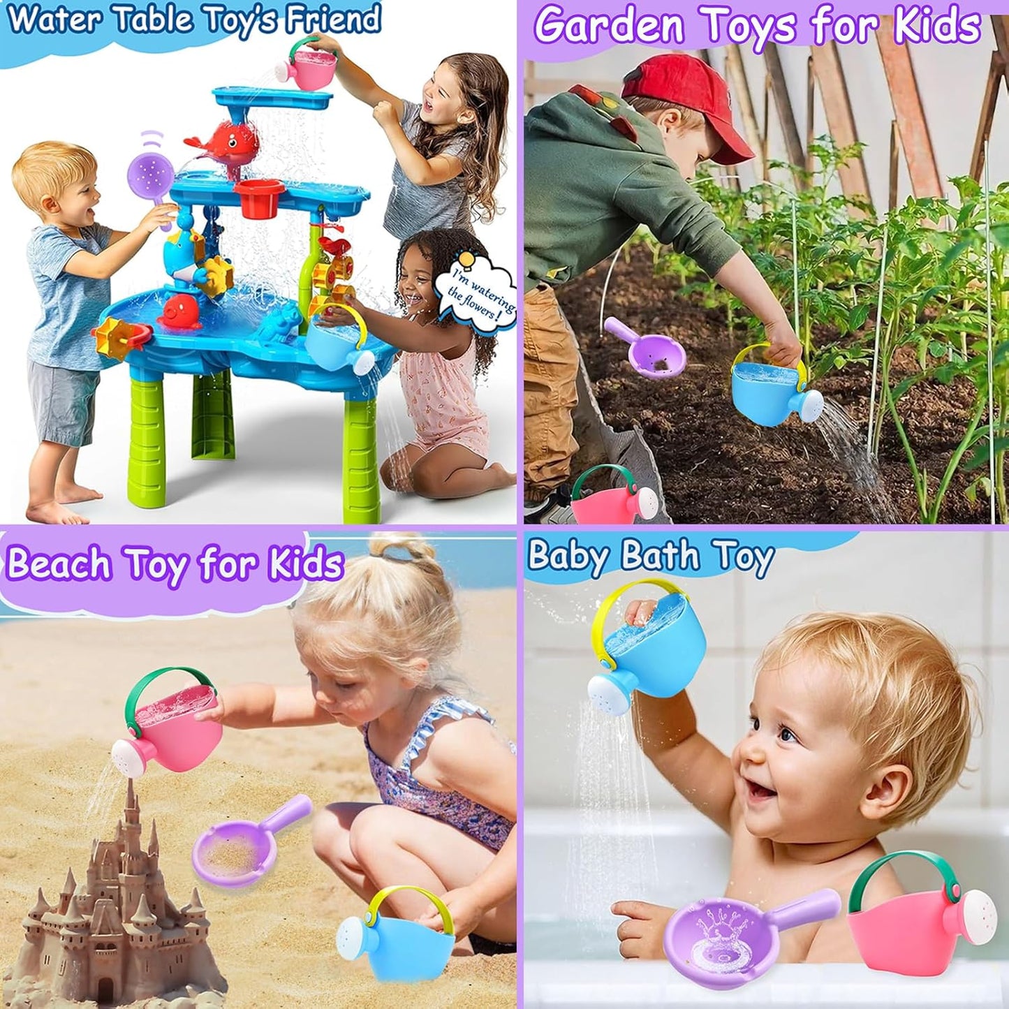 Baby Bath Toys for Kids Ages 1-3 3Pcs Toddler Bath Pool Toys for 1-3 2-4 Water Can Bathtub Pool