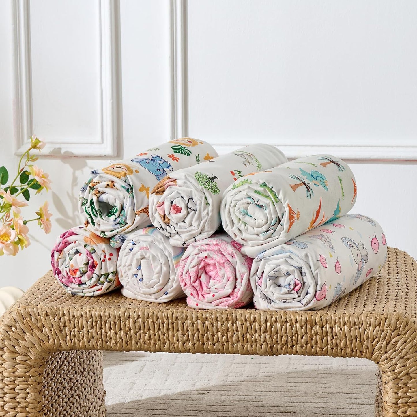 Baby Blanket 30x40 Inches Soft Double Layer Fleece Blanket with Sweet Rainbow Print Gender Neutral Crib Blanket for Infant, Toddler, Newborn Baby Girl or Boy Shower Gift