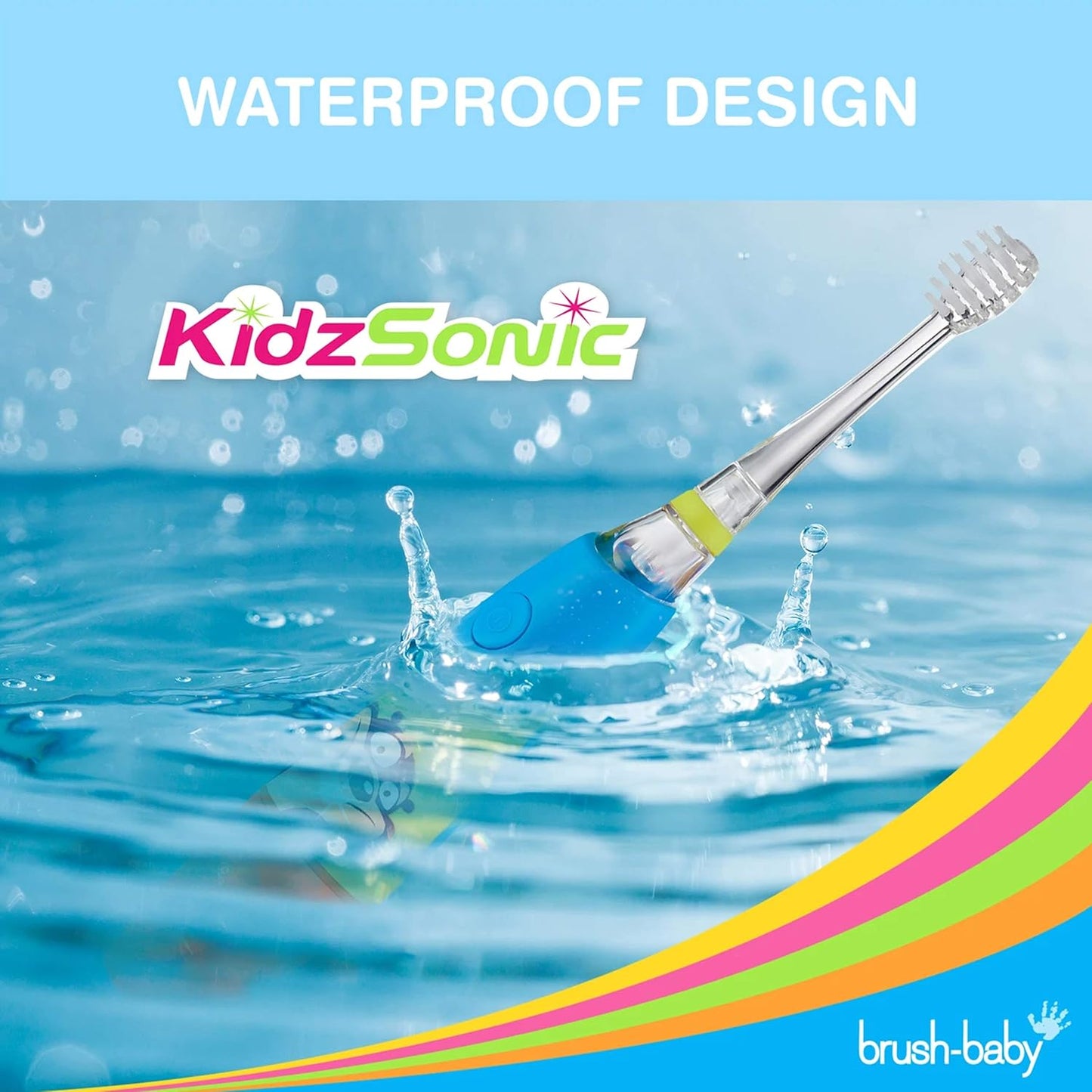 Brush Baby KidzSonic Toddler and Kid Electric Toothbrush for Ages 3+ Years - Disco Lights, Gentle