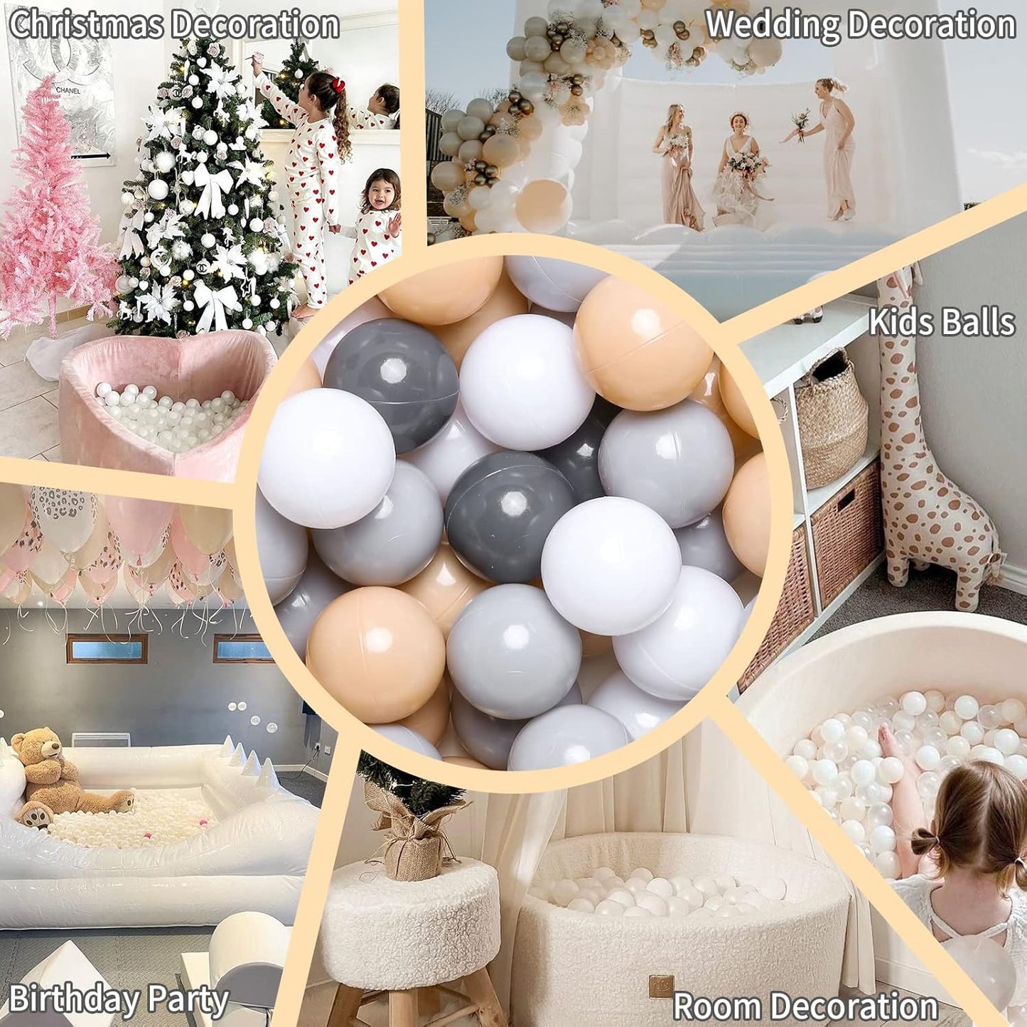 GOGOSO Ball Pits Balls for Toddlers Pack of 50 100 200 Plastics Shape Ball Non-Phthalate Non-BPA