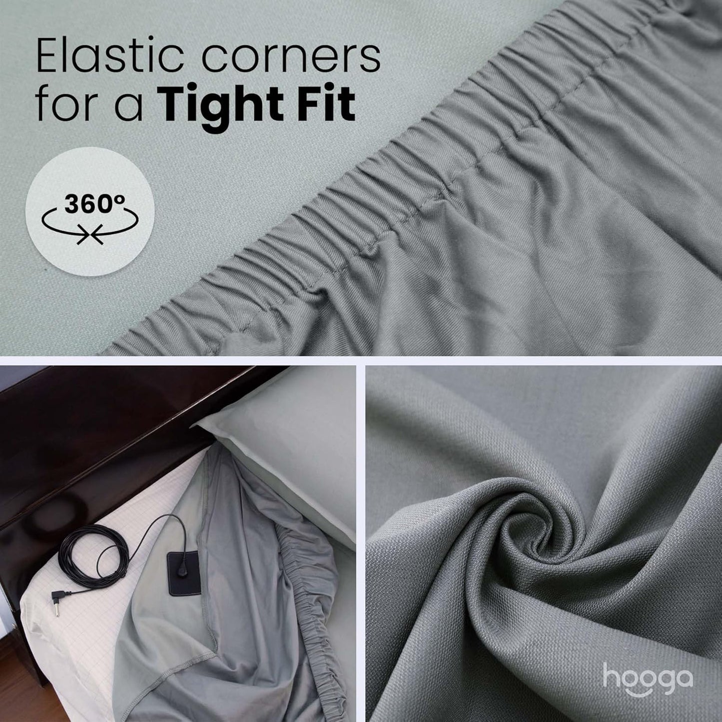 Grounding Sheets, Queen Size, 94% Organic Cotton, 6% Conductive Silver, Fitted, 60"x80"x15", Gray