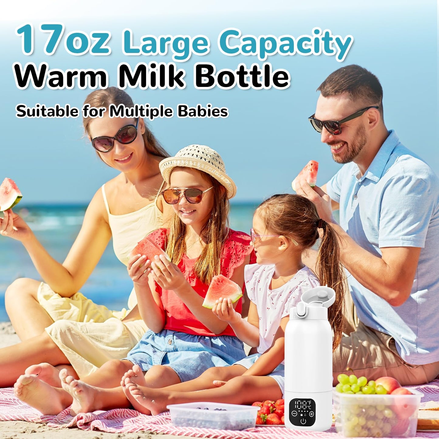 Portable Milk Warmer for Travel,Formula Container to Go 17oz Baby Bottle Warmer with 11000mAh Long