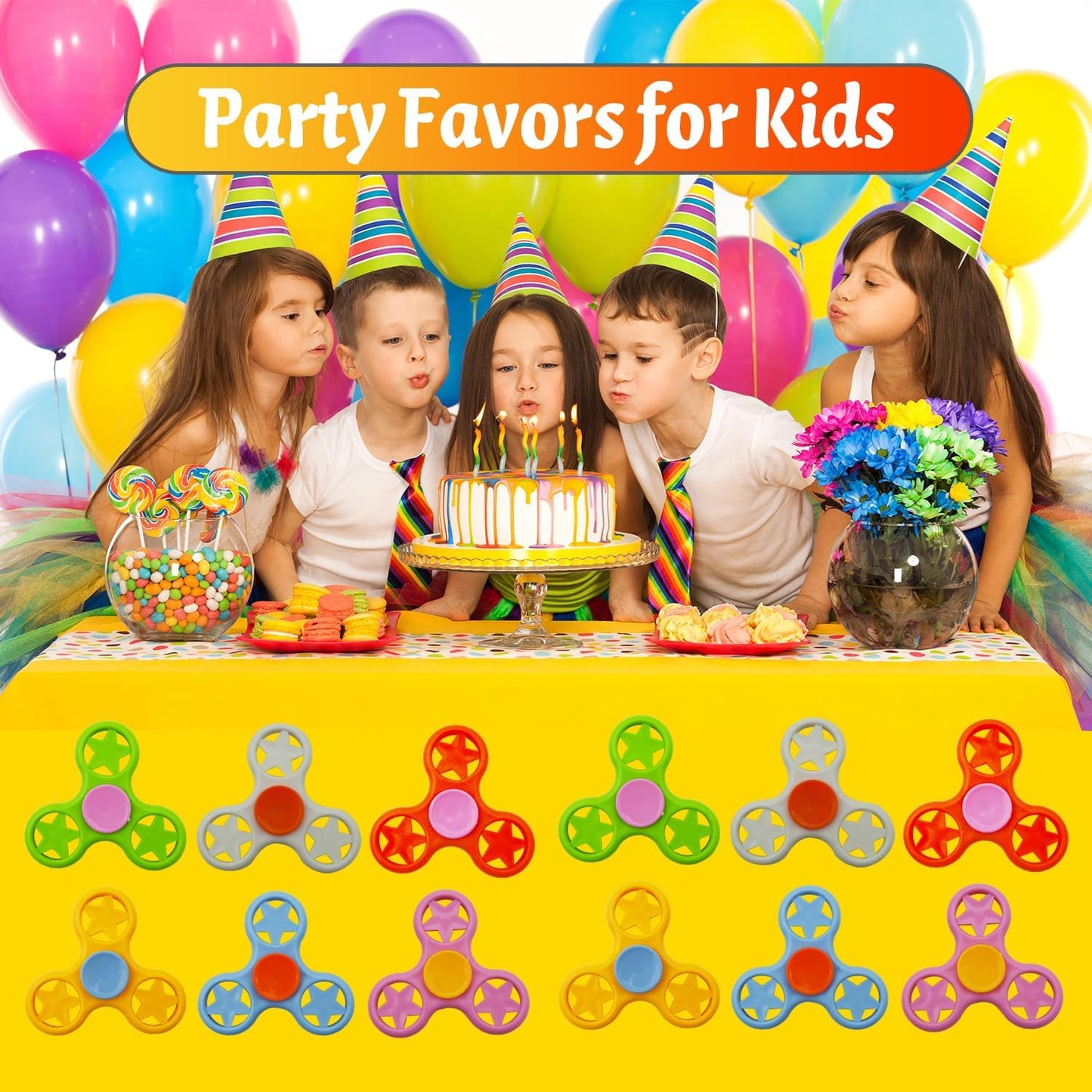 Fidget Spinner Fidget Toys 24 Pack,Party Favors Supplies Birthday Gifts Goodie Bags Stuffers for Kids Adults,Sensory Toys for Anxiety ADHD Stress Relief,Carnival Treasure Box Toys Classroom Prizes