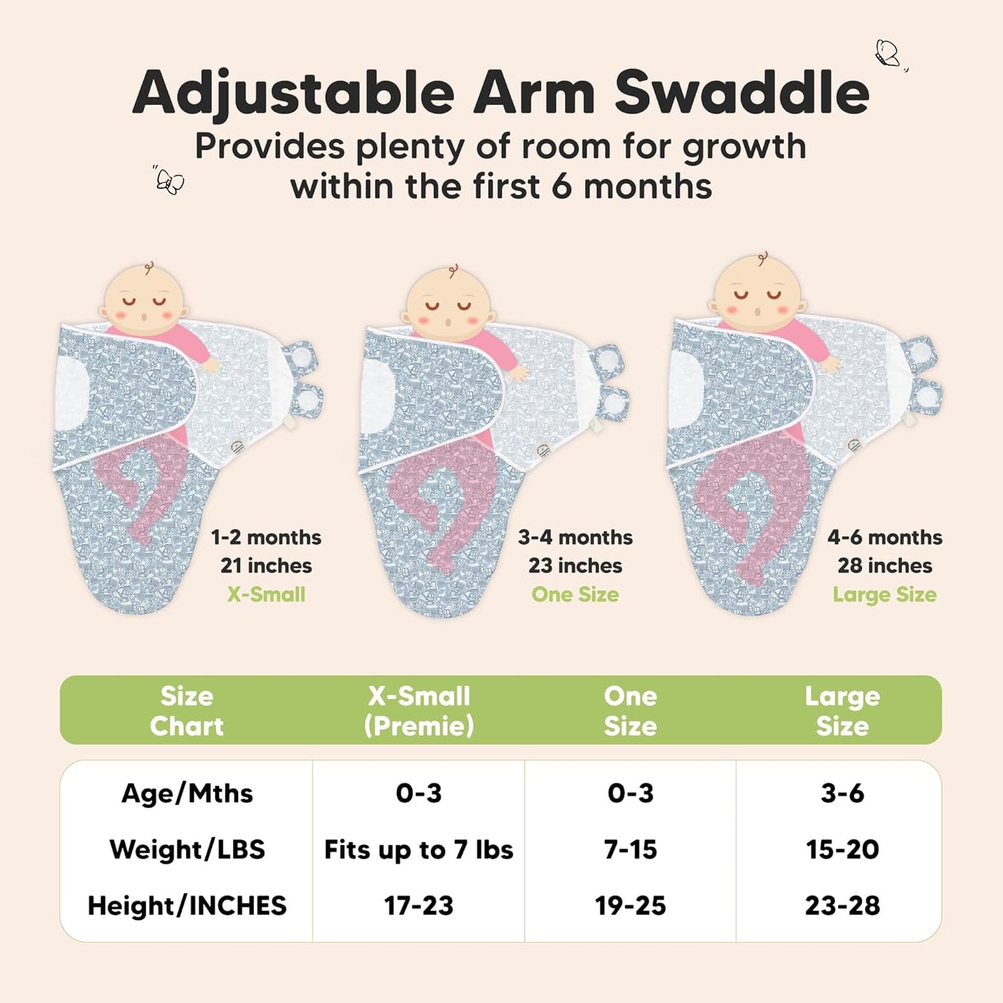 KeaBabies 3-Pack Organic Baby Swaddle Sleep Sacks - Swaddles for Newborns, Infant 0-3 Months, Baby