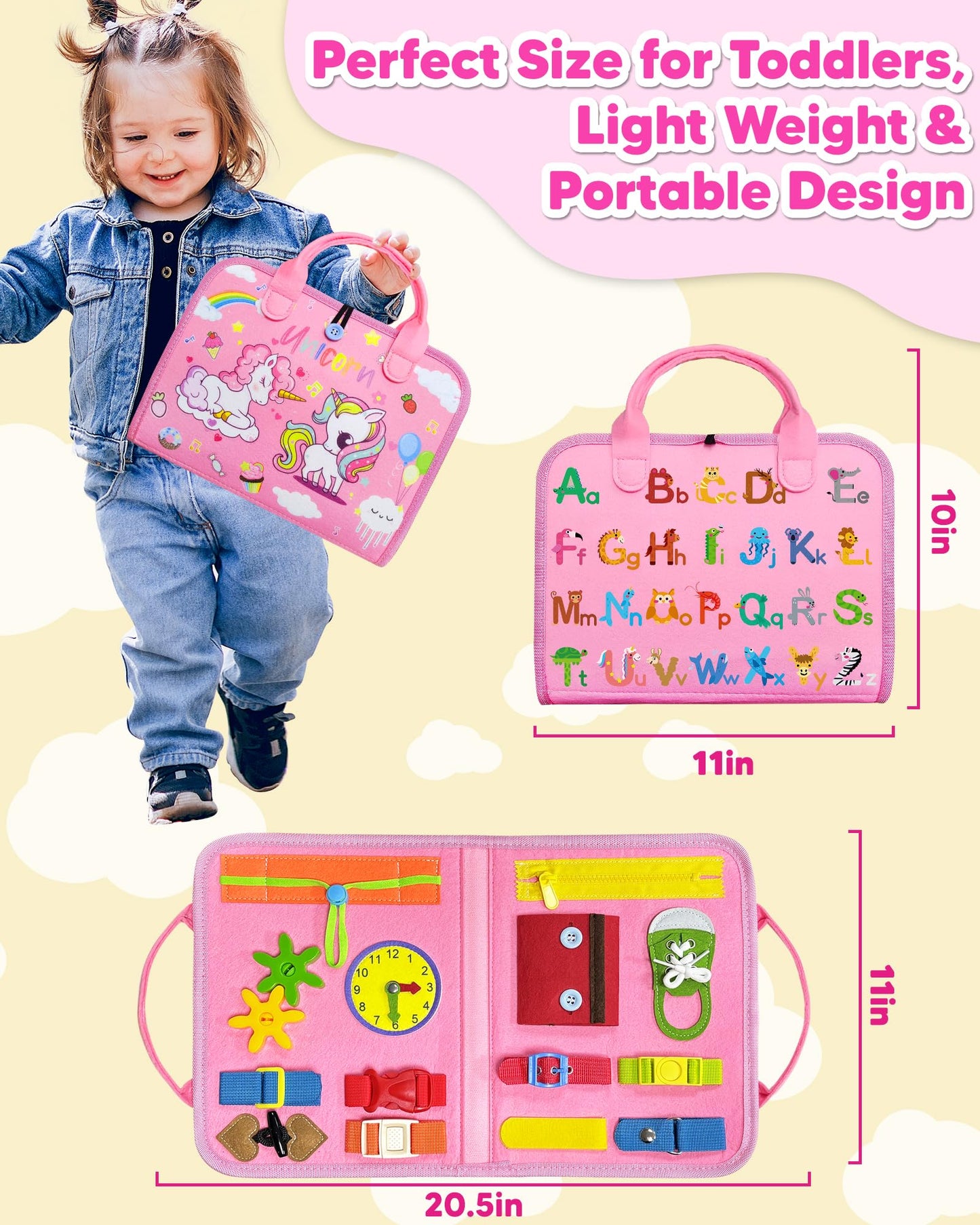 Exorany Busy Board Montessori Toys for Toddler Girl Birthday Gift Busy Book