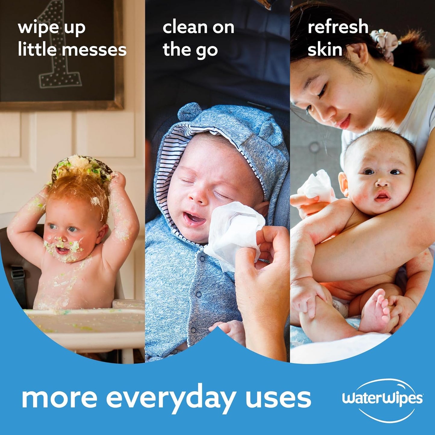 WaterWipes Sensitive+ Newborn & Baby Wipes, 3-In-1 Cleans, Cares, Protects, 99.9% Water, Unscented