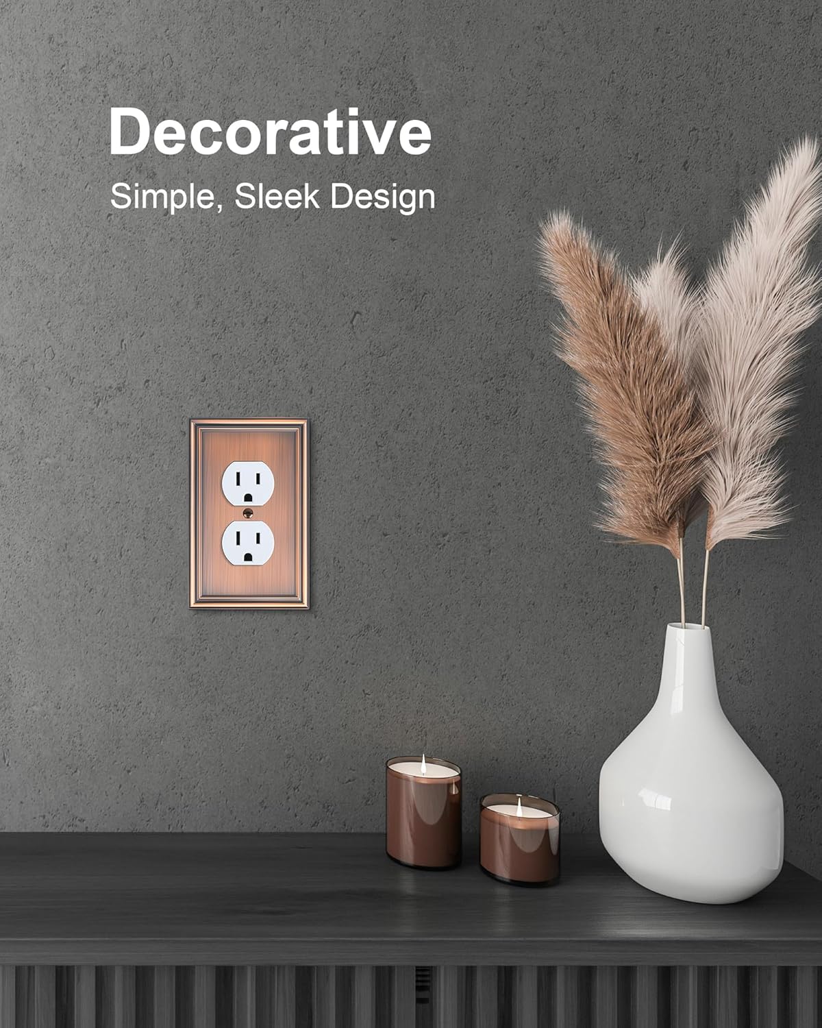 2-Pack Single Duplex Outlet Cover Plate, Decorative Antique Copper Switch Plates and Outlet Covers, Metal Wall Plates for Electrical Outlets, 1 Gang Receptacle Cover, Corrosion Resistant
