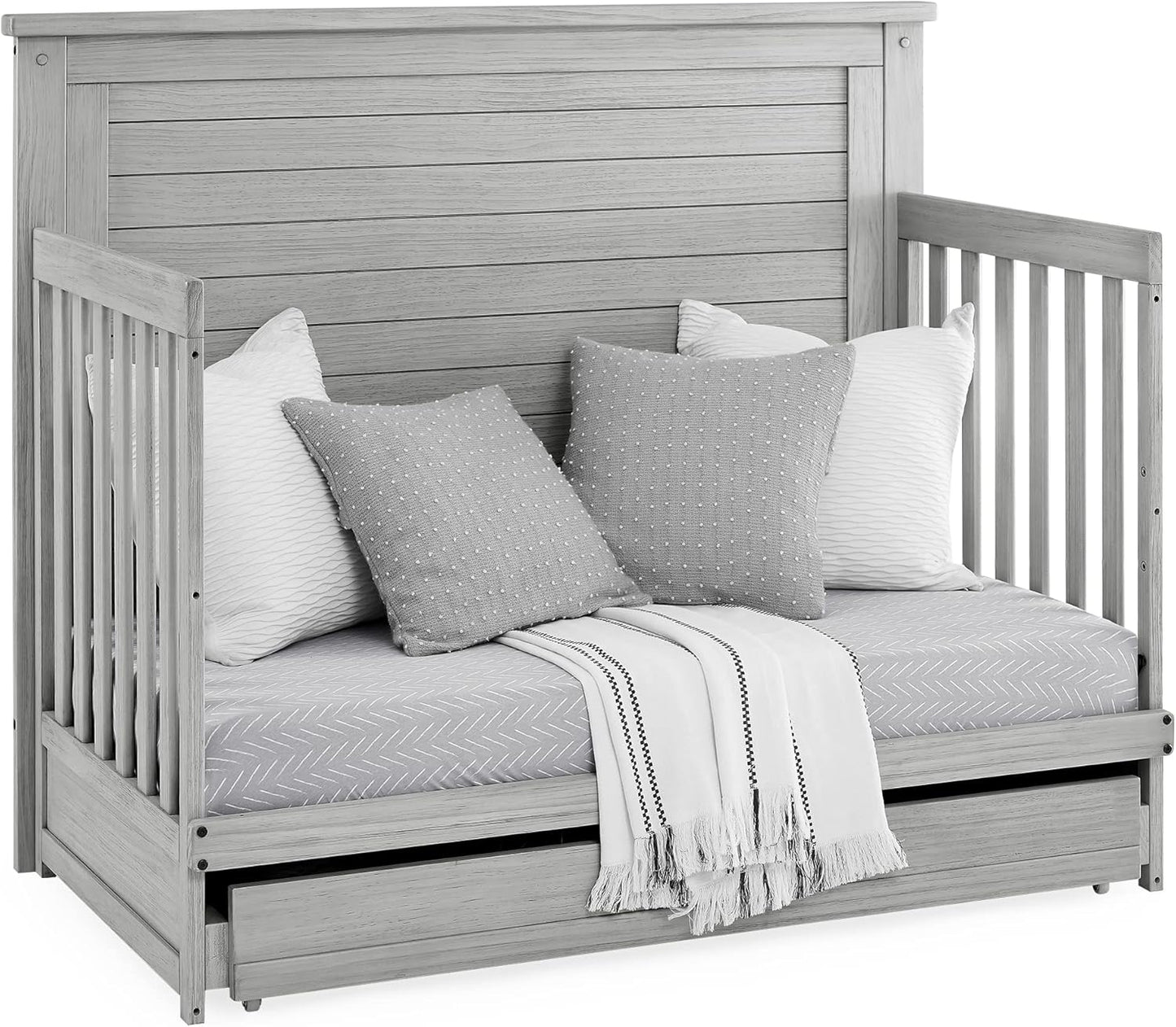 Delta Children Simmons Kids Caden 6-in-1 Convertible Crib with Trundle Drawer, Greenguard Gold