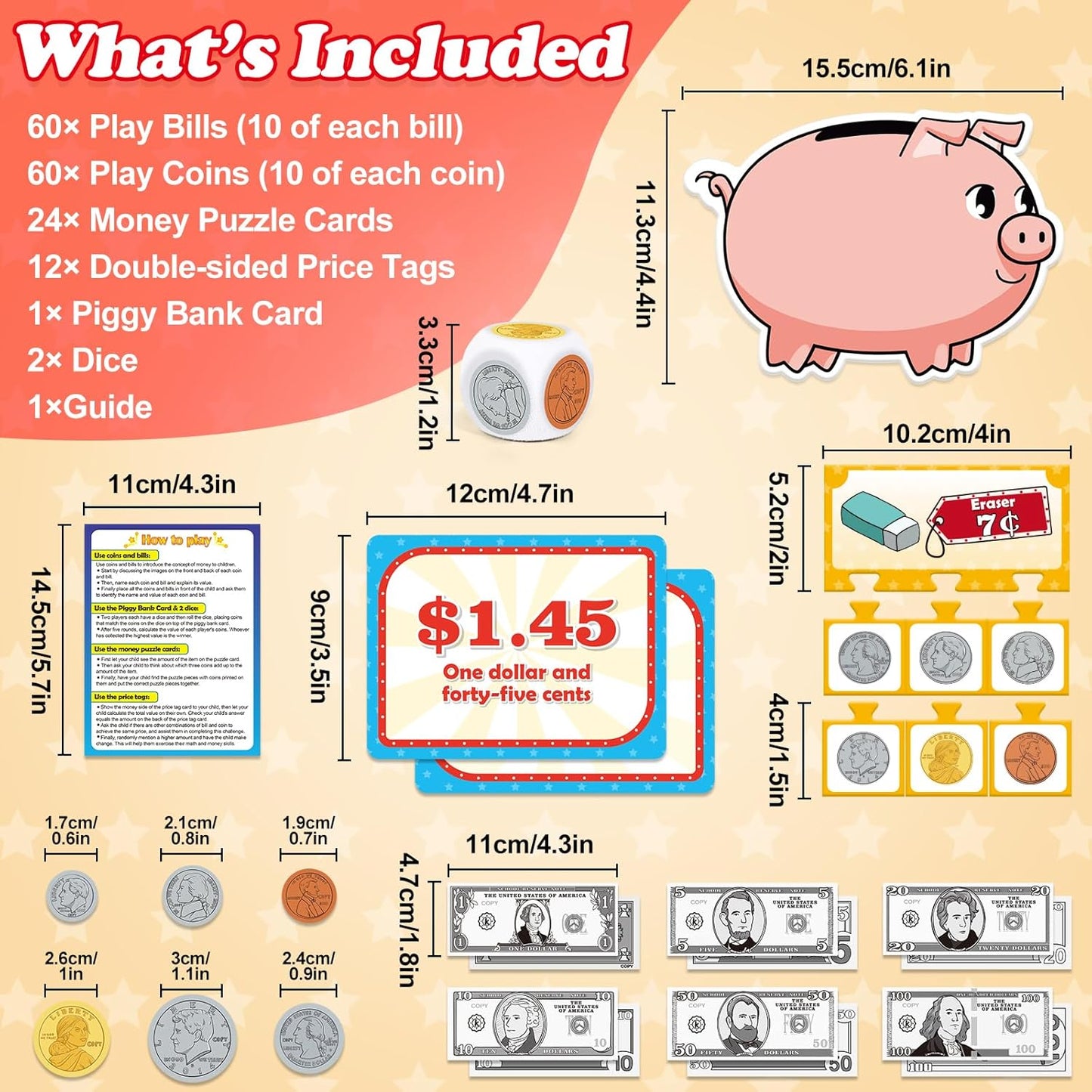 Money Activity Set for Kids for Learning, Pretend Play, Math Manipulatives,Teaching,Counting,Learning & Education Toys for Kindergartner Classroom & Homeschool,Math Games for Toddler, Teacher
