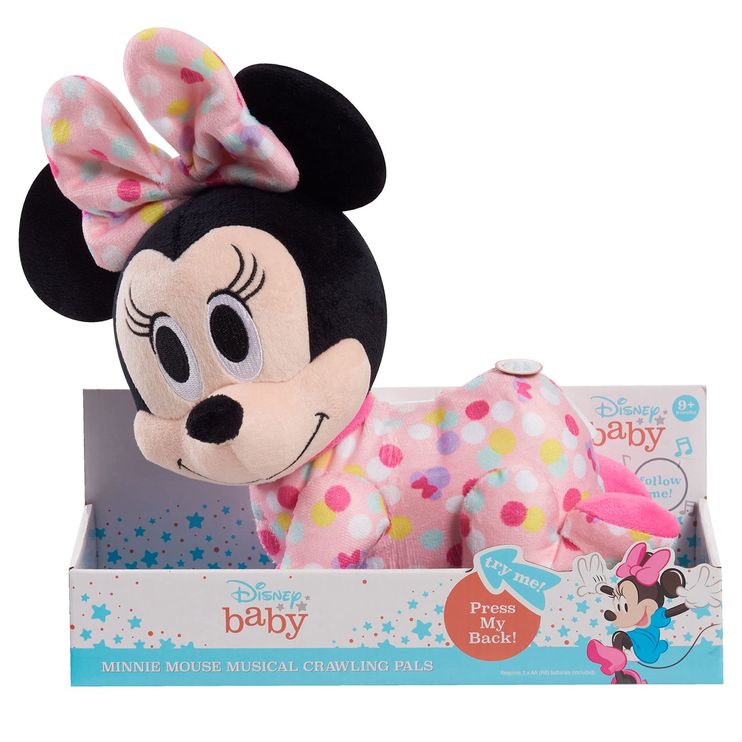 Disney Baby Musical Crawling Pals Plushie, Minnie Mouse, Interactive Crawling Plushie, Stuffed
