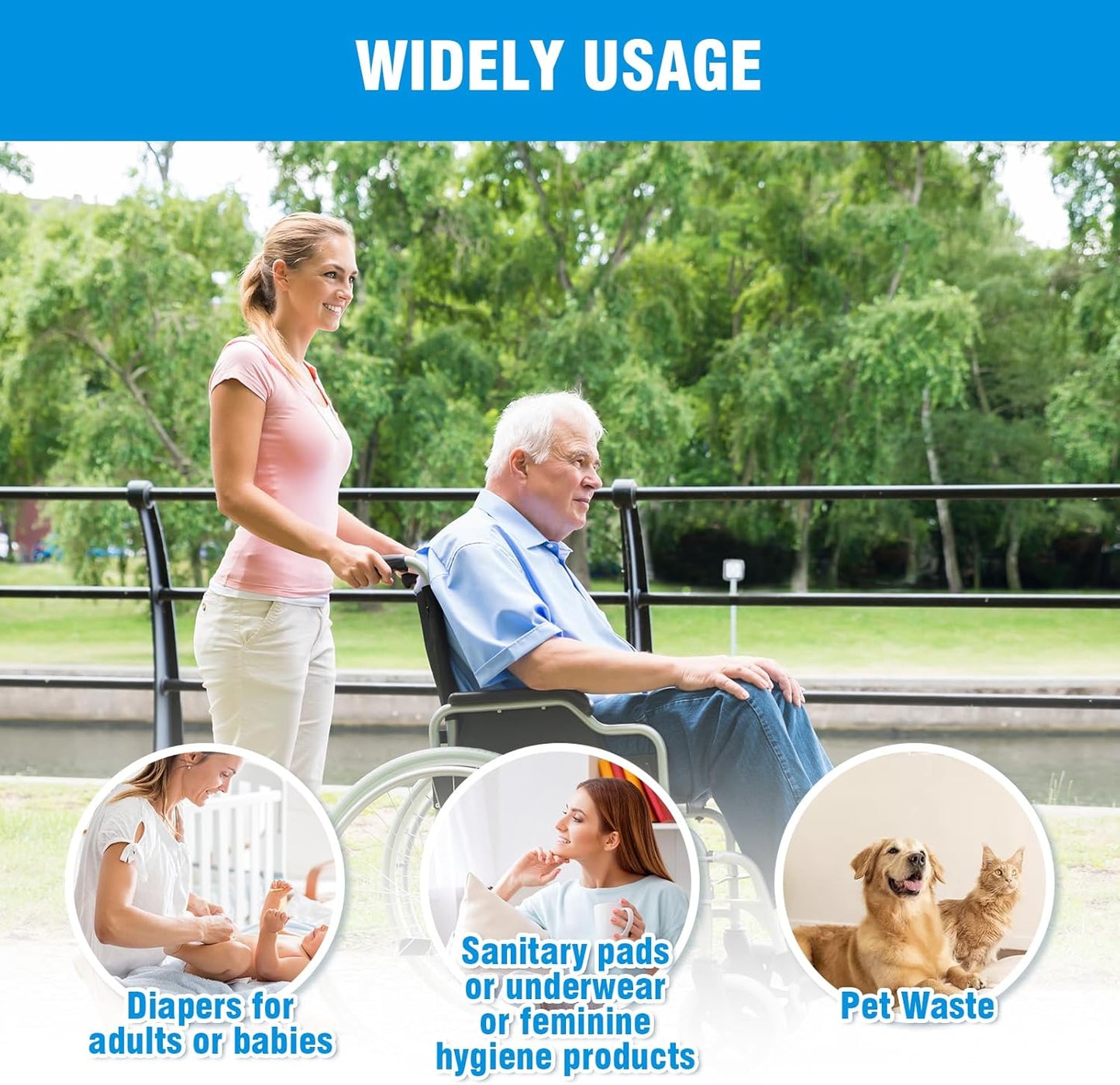 Large Adult Diaper Disposal Bags (18?™’x23?™â€?, 288 pcs Value Pack, Scented, Elderly Waste Diaper Disposable Bags, Baby Dirty Diapers Poop Trash Bags, Sanitary Product Disposal,Colorful