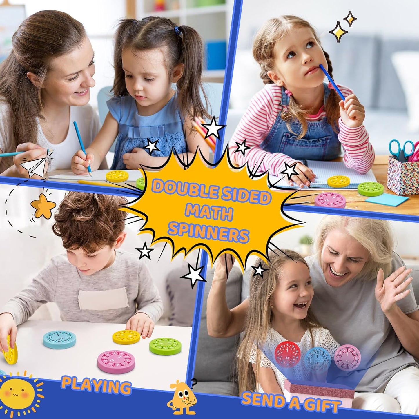 Math Fidget Spinners,Math Fact Fidget Spinners,Math Fidget Toy Multiplication,Relieves Stress,Math Games for Kids,Suitable as a Gift for Children(18pcs)