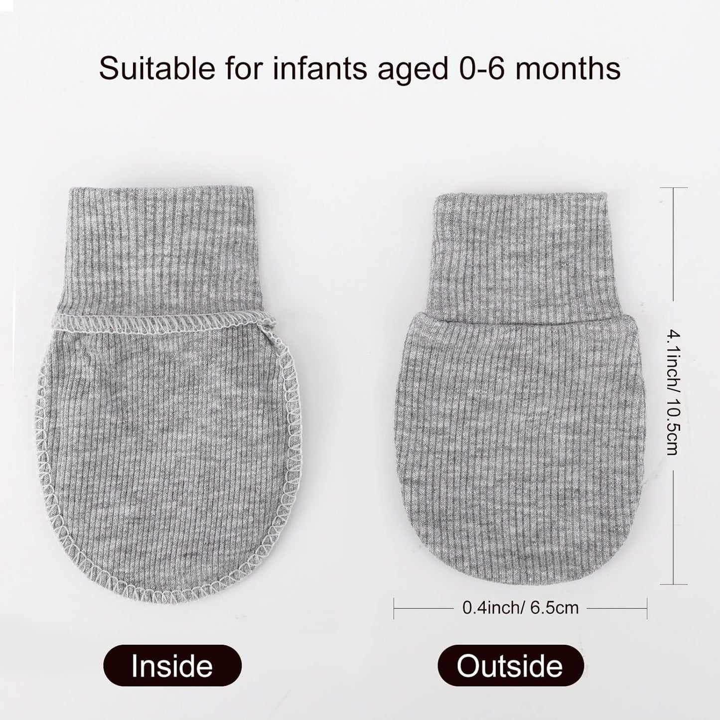 BQUBO 6 Pairs Newborn Baby Boys Girls Mittens 0-6 Months Unisex-Baby Infant Mittens Elastic No Scratch Wrist Gloves
