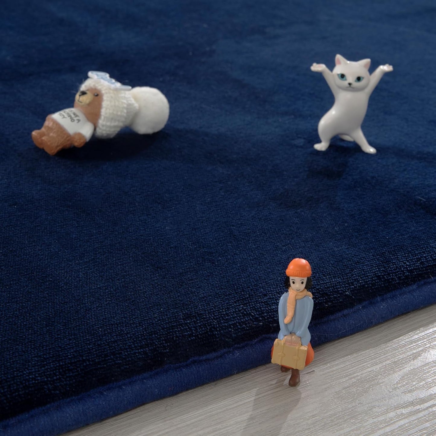 BALAPET Thick Memory Foam 50x50 Play Mat for Playpen, Super Soft Velvet Portable Baby Playpen Mat for Kids Toddler Crawling and Play, Non-Slip Bottom Playmat, Navy Blue