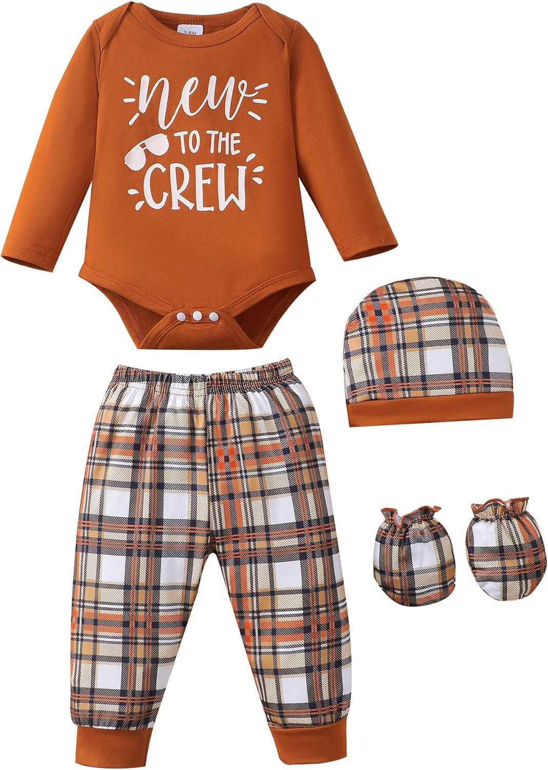 NZRVAWS Newborn Baby Boy Girl Clothes Unisex Infant Romper Pants Set Hat 4-Pack Outfits 0-12 Months 16 Pieces Toddler