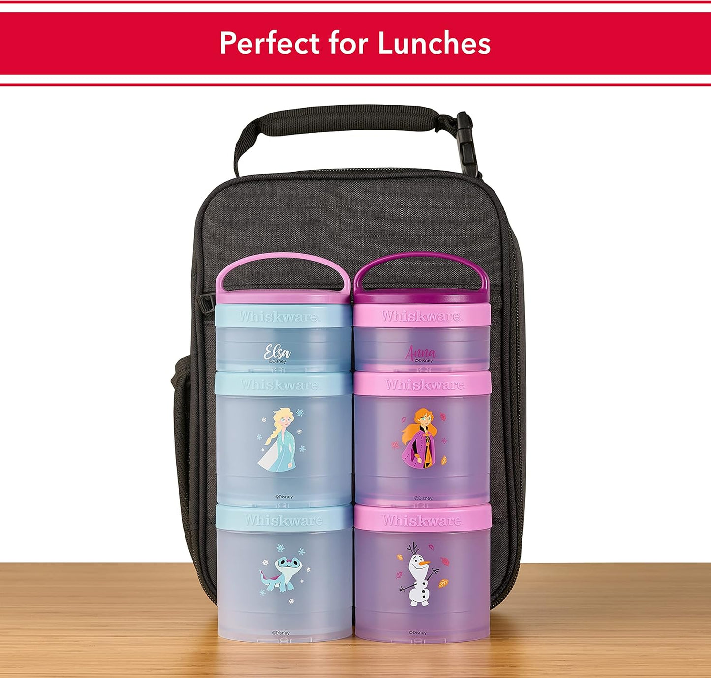 Whiskware Disney Princess Frozen, Stackable Snack Containers for Kids, Durable Food Storage