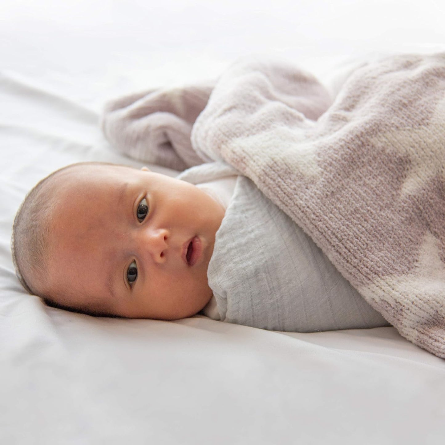 Living Textiles Grey Stars Chenille Soft Baby Blanket Reversible Premium Cozy Fabric for Best