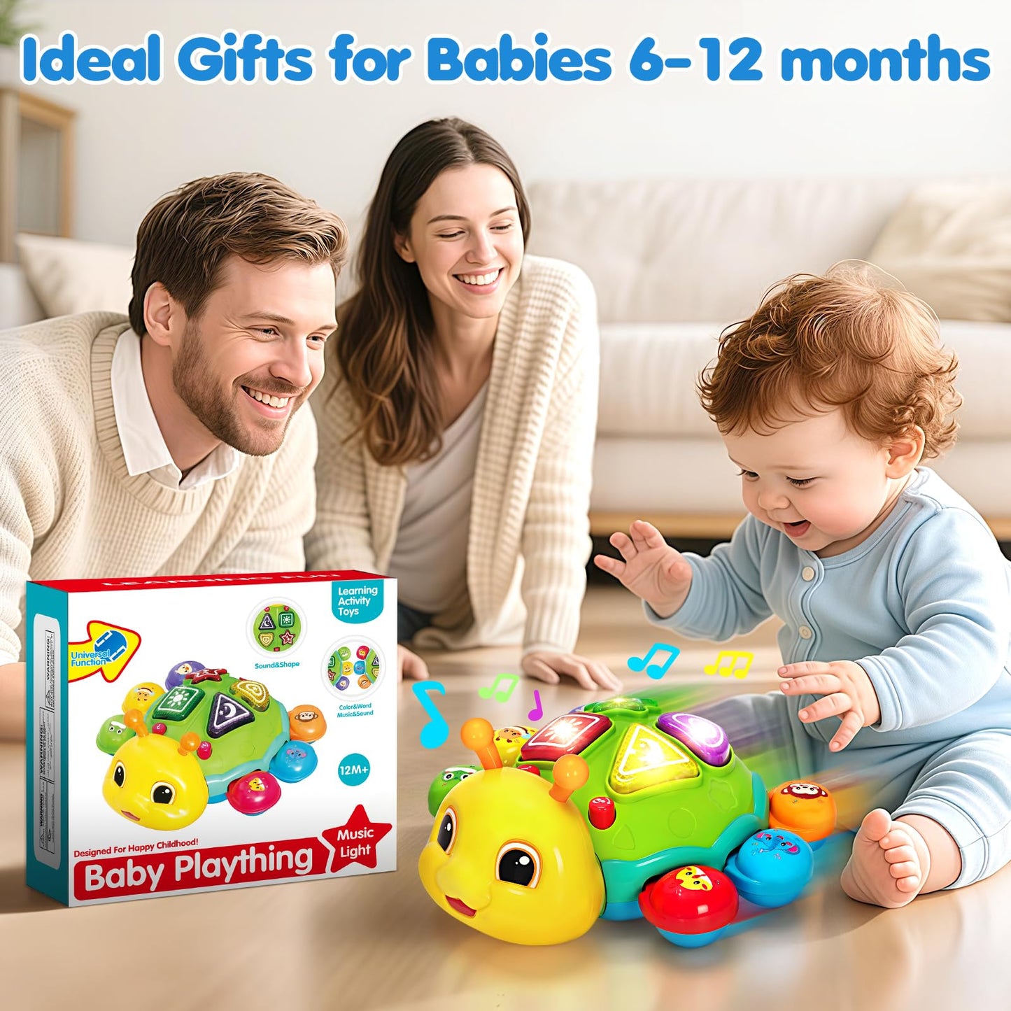 Baby Toys 6-12 Months, Musical Crawling Infant Toys with Lights Sounds