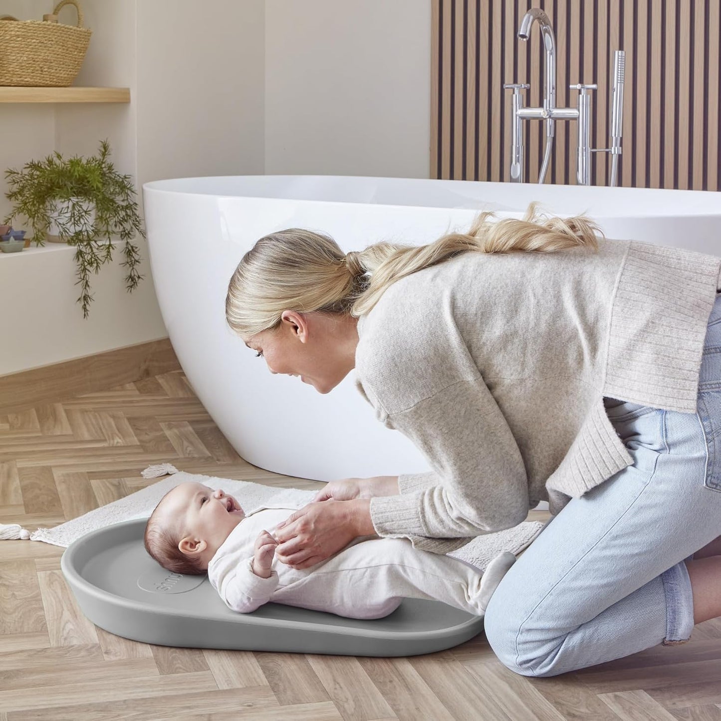 Squishy Changing Mat - Baby Changing Diaper Pad, Wipeable Easy-to-Clean Nappy Station, Warm-to-Touch Surface, Non-Slip Base, No Covers Needed - Grey