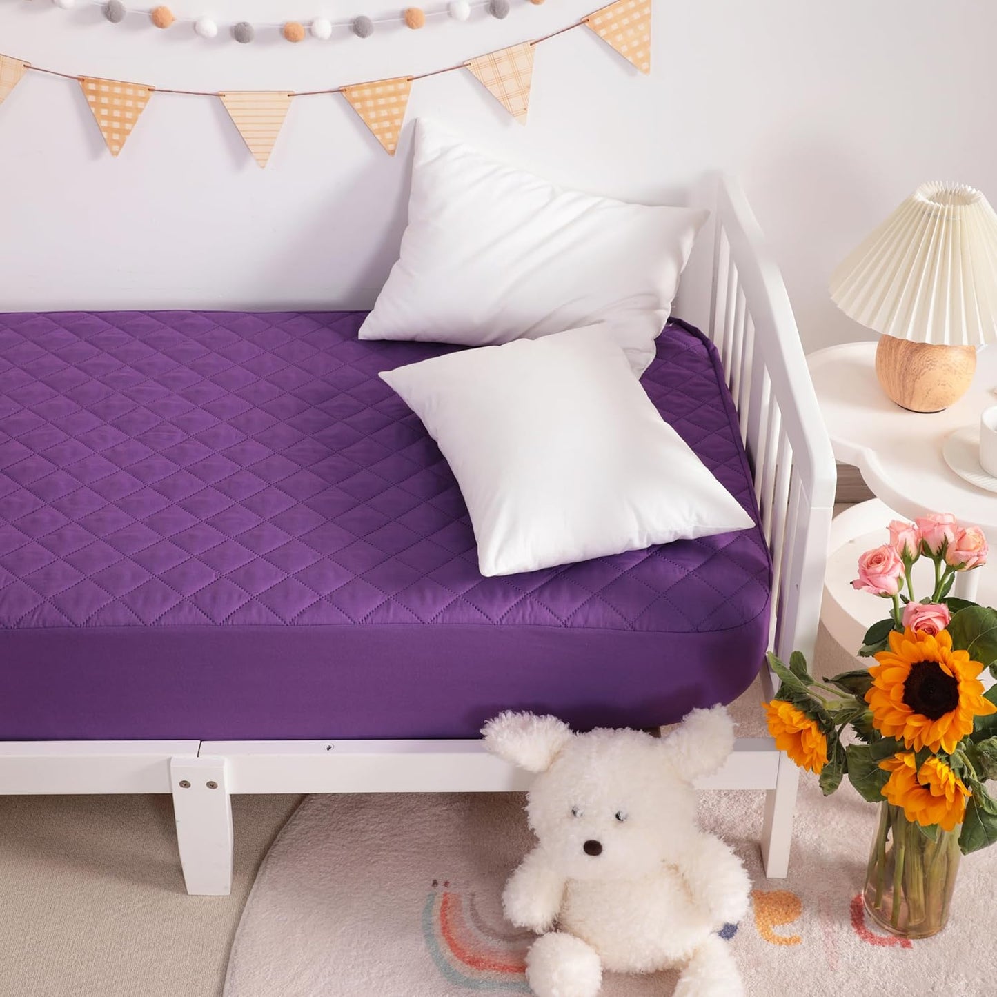 NTBAY 2 Pack Waterproof Mini Crib Mattress Protector, Quilted 24"x38" Fitted Mattress Cover