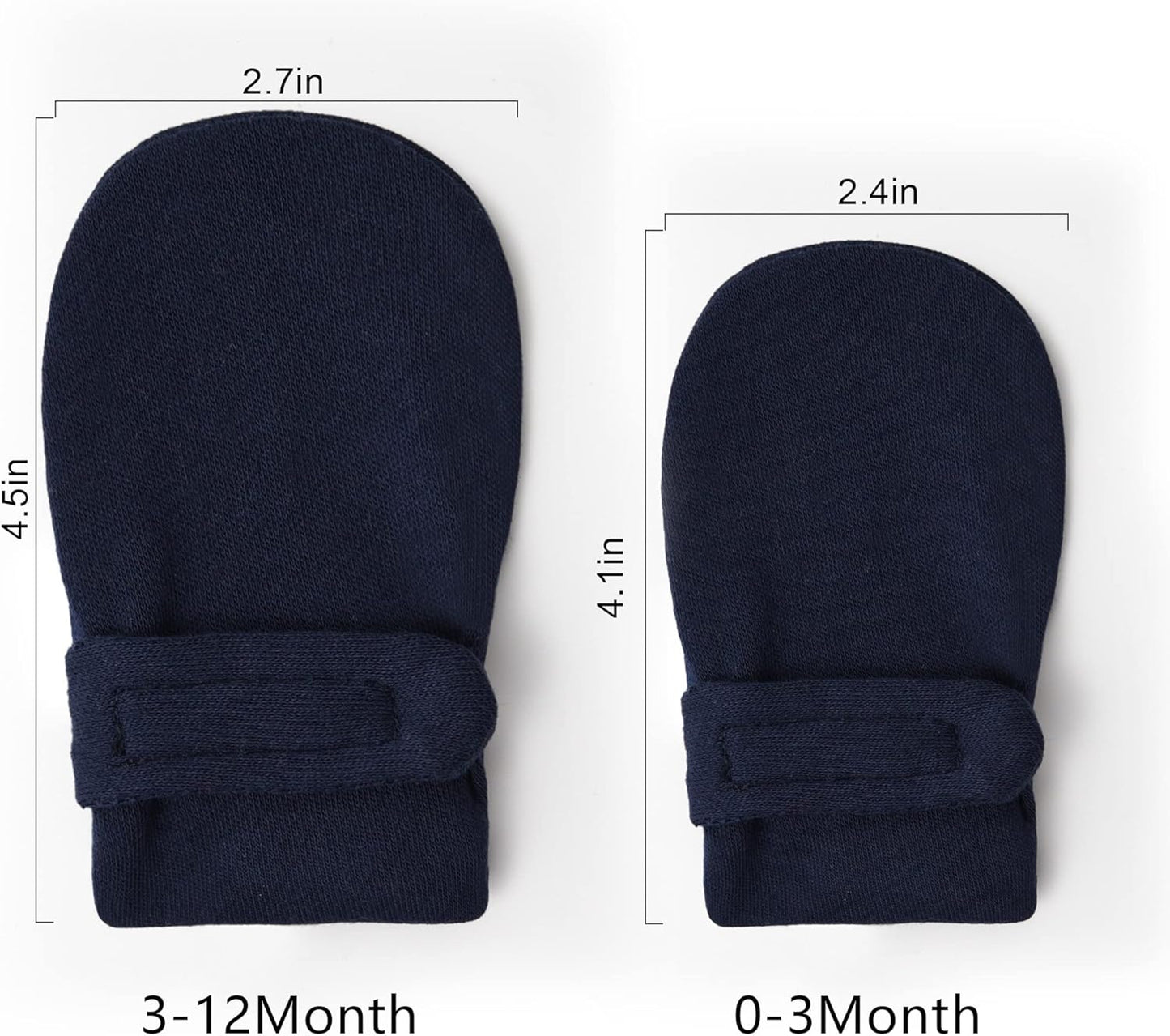 Newborn Baby No Scratch Mittens Stay On, 100% Cotton Breathable, Adjustable Infant Gloves for Baby Boys Girls Mittens