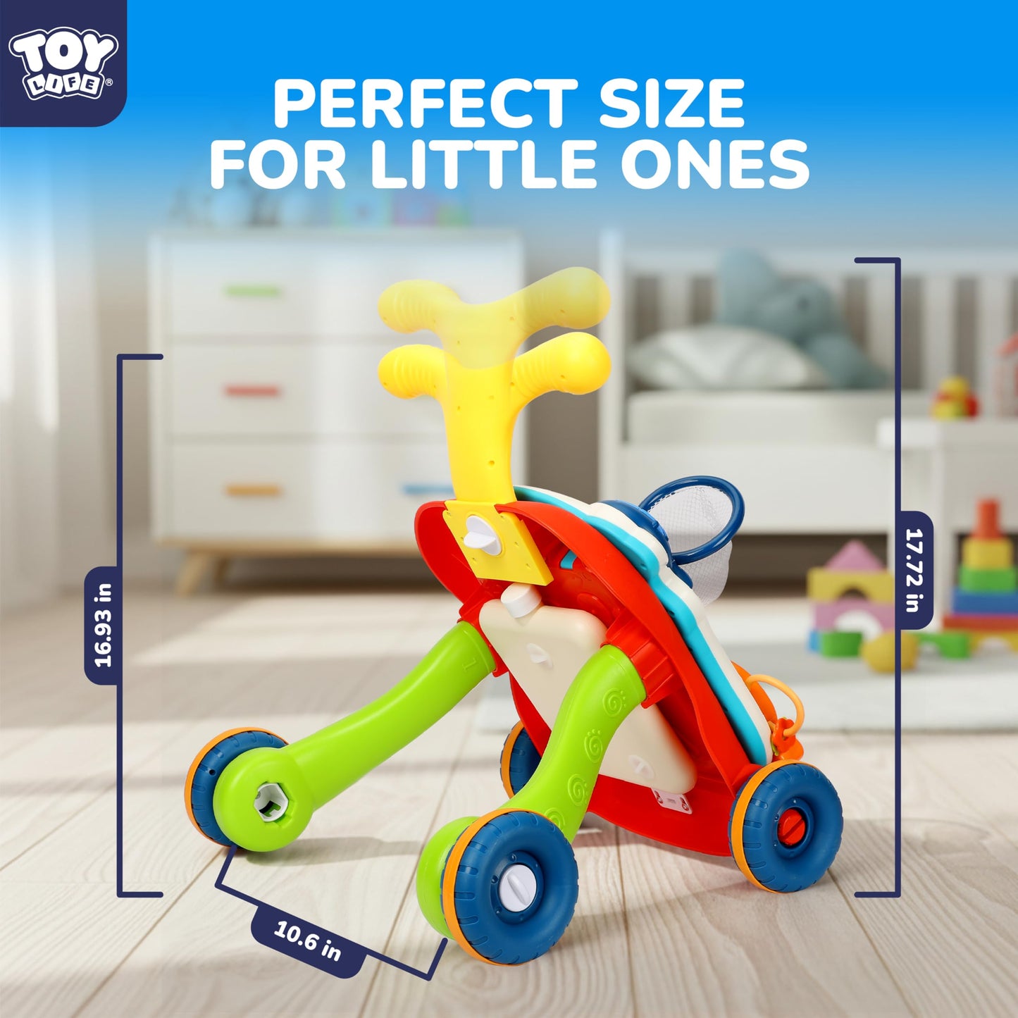 TOY Life 3-in-1 Baby Push Walker & Activity Center, 12+ Months, Red