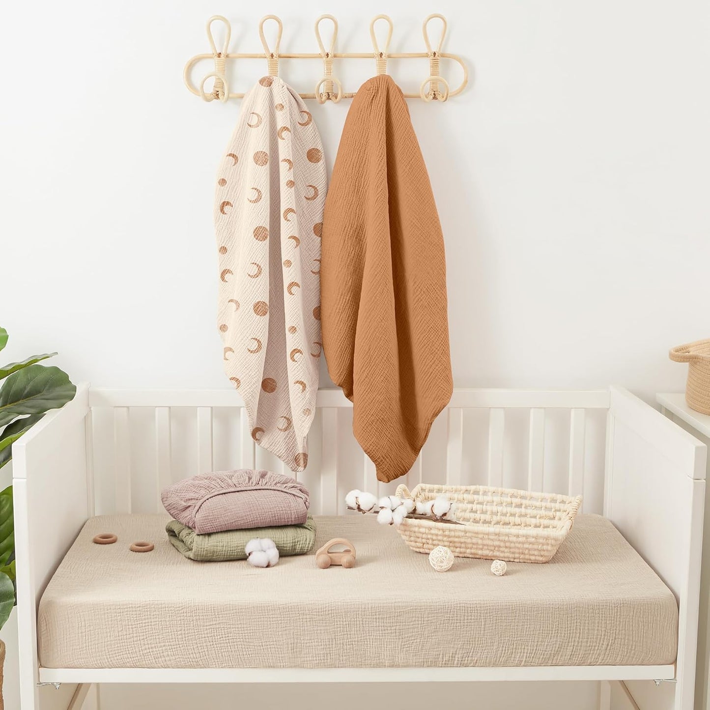 Bearmoss Muslin Crib Sheets 100% Cotton Baby Bed Sheets Soft&Breathable Nursery Sheet 52"x28" for