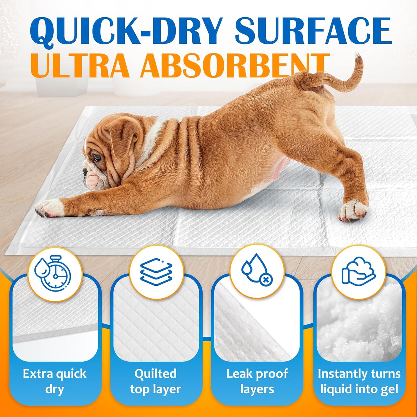 Paws & Claws Premium Disposable Dog Pee Pads, Large 28"x30", 40-Count – 6-Layer Leak-Proof, (Holds 8 Cups), Super Absorbent & Odor Control for Large Dogs, Seniors & Multi-Pet Homes