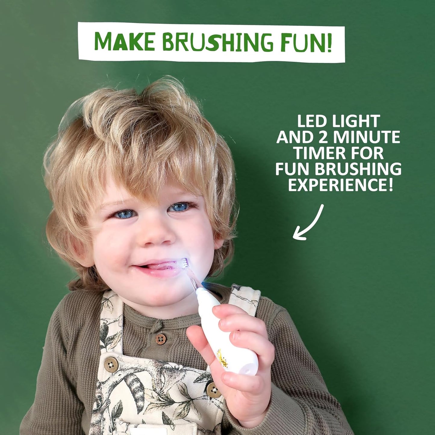 Jack N' Jill Tickle Tooth Toddler Electric Toothbrush with Replacement Head - Gentle Cleaning, Made