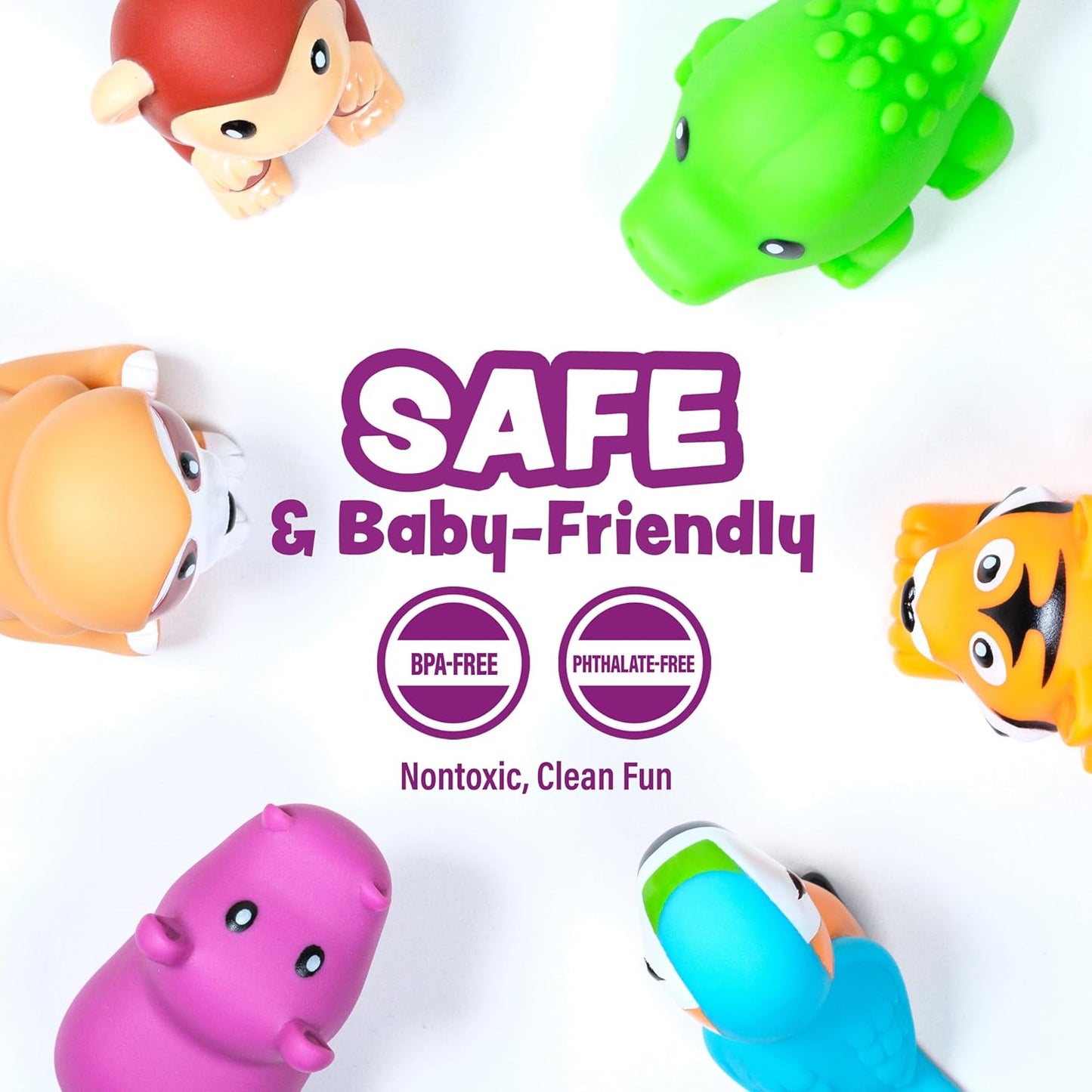 Tub Works® Rainforest™ Mold Free Bath Toys, 6 Pack | Sealed, No Hole Bath Toys Design Keeps