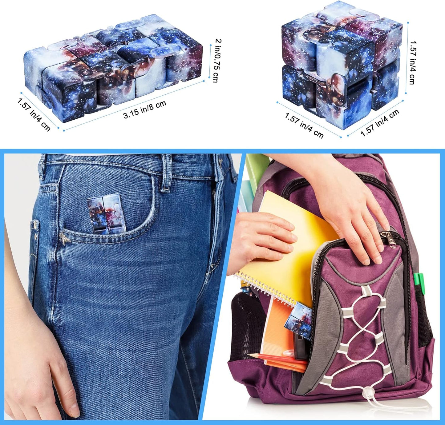Infinitycube Fidget Toy Stress Relieving Fidgeting Game for Kids and Adults,Cute Pocket-sized