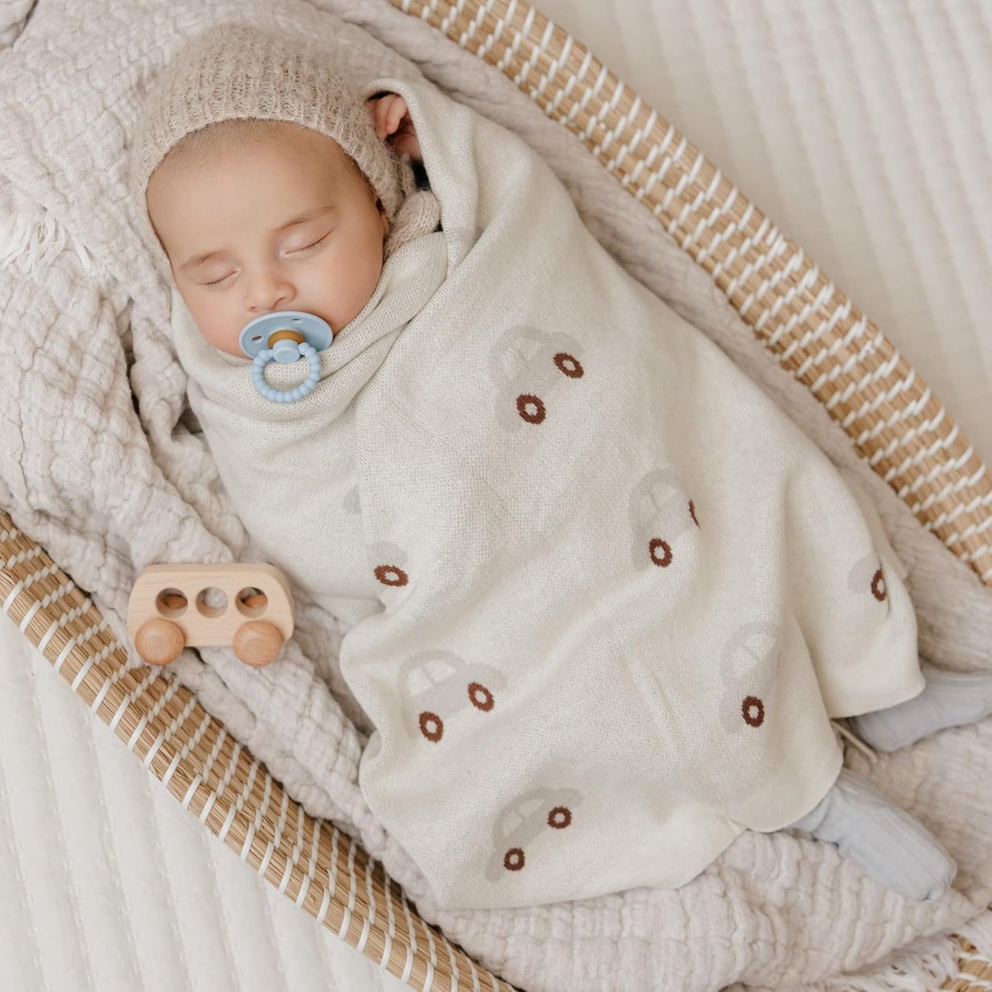 Baby Swaddle Blanket for Boys - 100% Oeko Tex Certified Natural Cotton Buttery Soft Cozy Receiving
