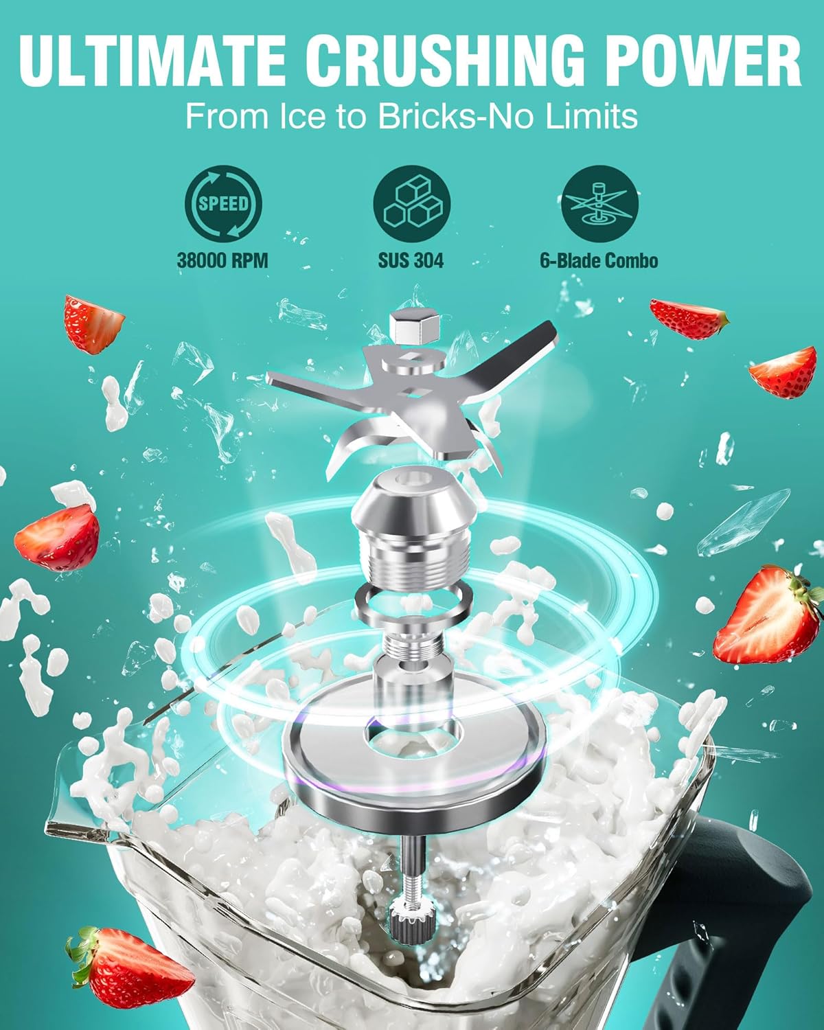 WantJoin Smoothie Blender 1800W Powerful Blenders for Kitchen 68 Oz Large Capacity and BPA-Free