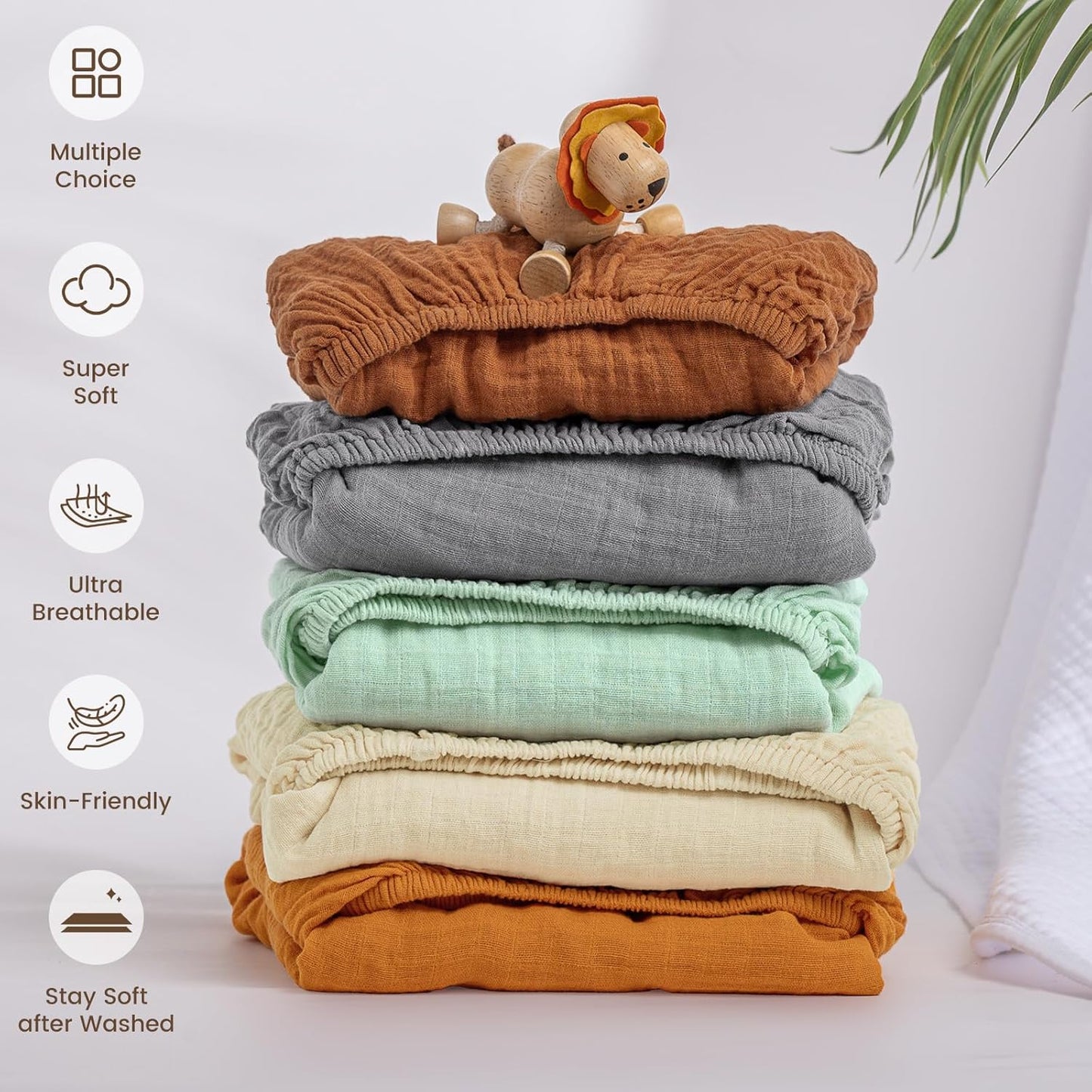david's kids Muslin Crib Sheets for Boys Girls, 2 Pack 100% Cotton Soft Breathable Fitted Baby