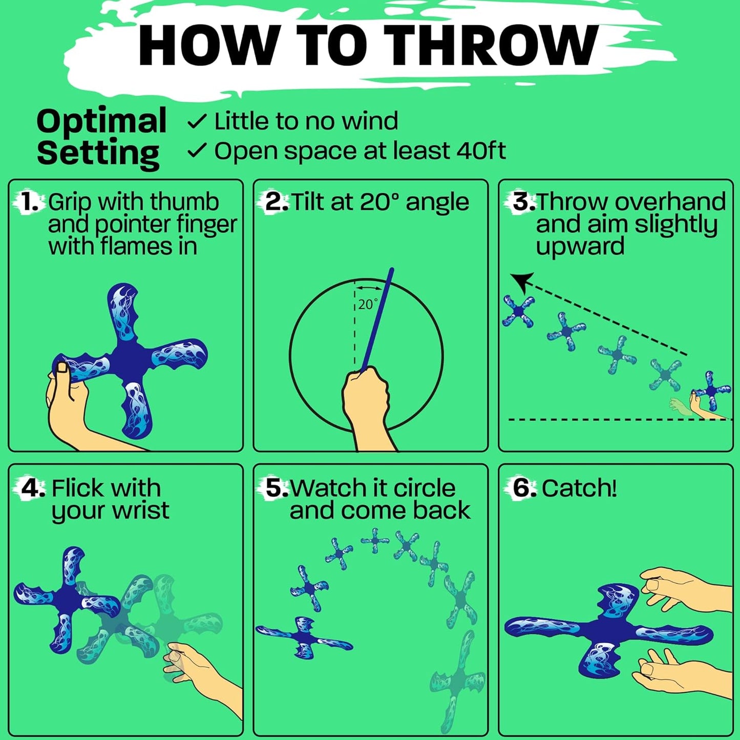 Boomerang Cool Toys For Ages 8-13 - Best 6 Year Old Boy Birthday Gift Soft Kid Toys For Boys & Girls to Play Indoors or Outdoors - Gift for Kids 6 7 8 9 10 11 12 & Up 7 Year Old Birthday Party Favor