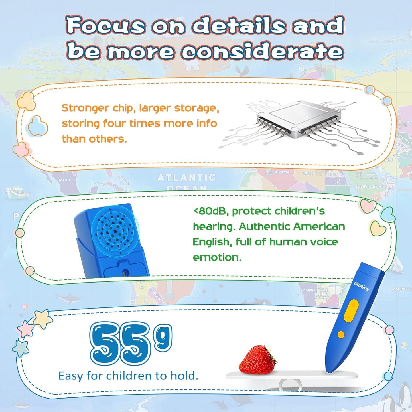 Bilingual Interactive for Kids Talking USA Map Alphabet Poster for Toddlers Learning and Educational Toys,Talking Educational Chart for Ages 3 to 12 Years Old,Learning ABC Letters for Preschool/Gift