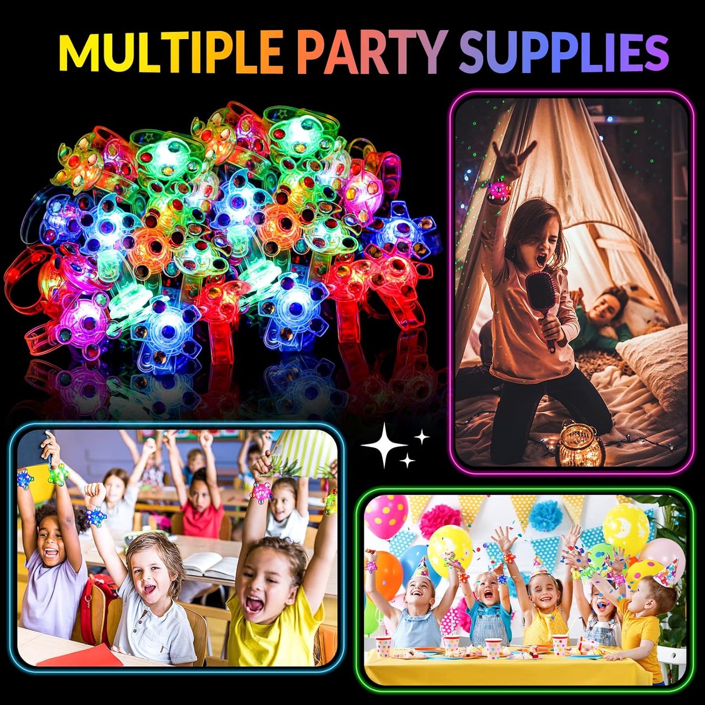 36 Pack LED Light Up Fidget Spinner Bracelets Party Favors for Kids 4-8 8-12, Glow in The Dark Party Supplies, Back to School Gift for Students, Return Gifts for Kids Birthday Halloween Classroom