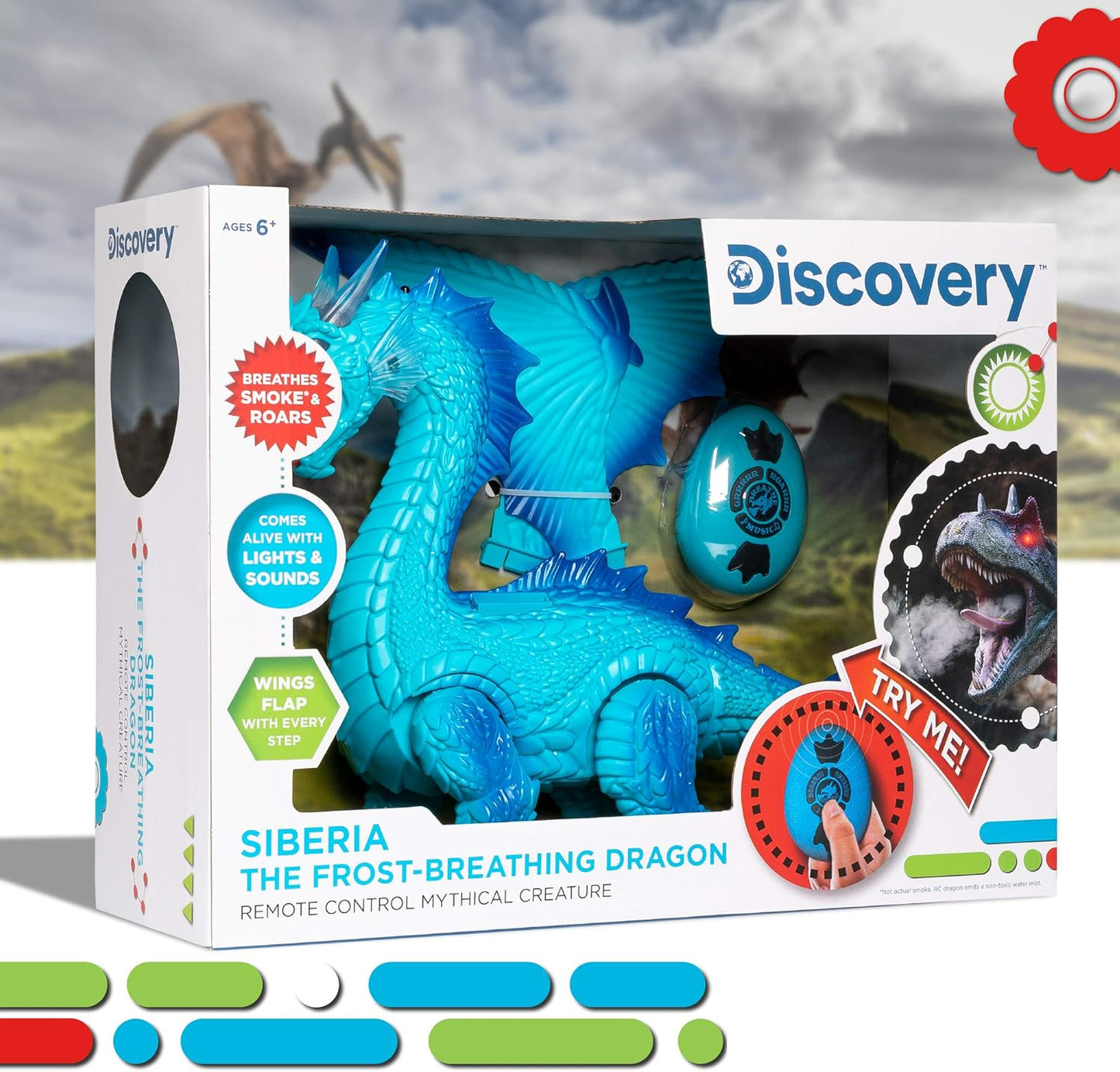 Discovery Kids Siberia, The Frost-Breathing RC Dragon with Smoke Breath, Walking, Wing Flapping & Light Up Large Dinosaur Toy with Realistic Roaring Sounds, Remote Control Toy Dragon